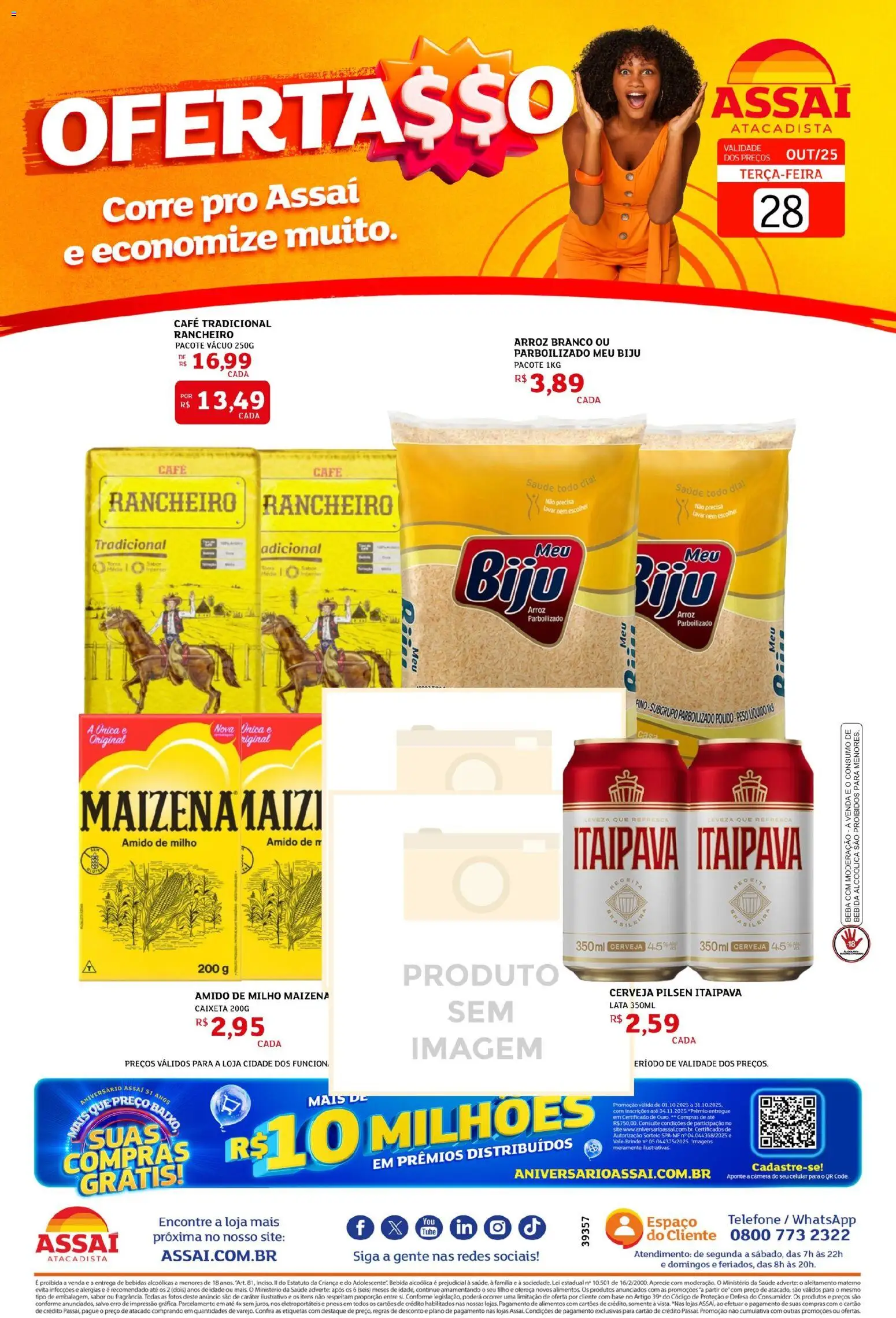 Assaí Atacadista Folheto - válido de 28.10.2025 | Página: 1 | Produtos: Amido de milho, Café, Cerveja, Pneus