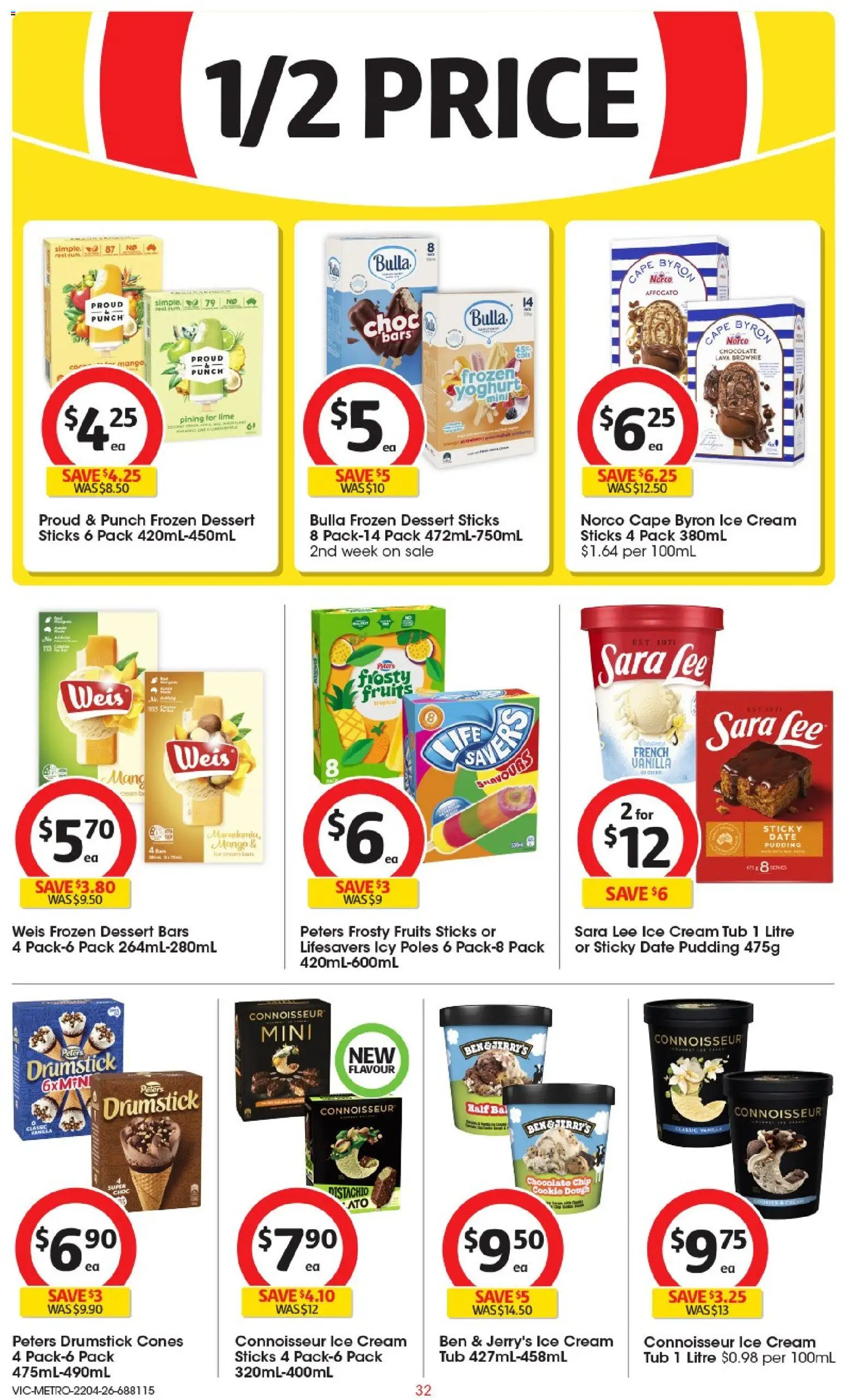 Coles catalogue - valid from 22.04.2026 | Page: 32 | Products: Cream, Pudding, Ice cream, Mango