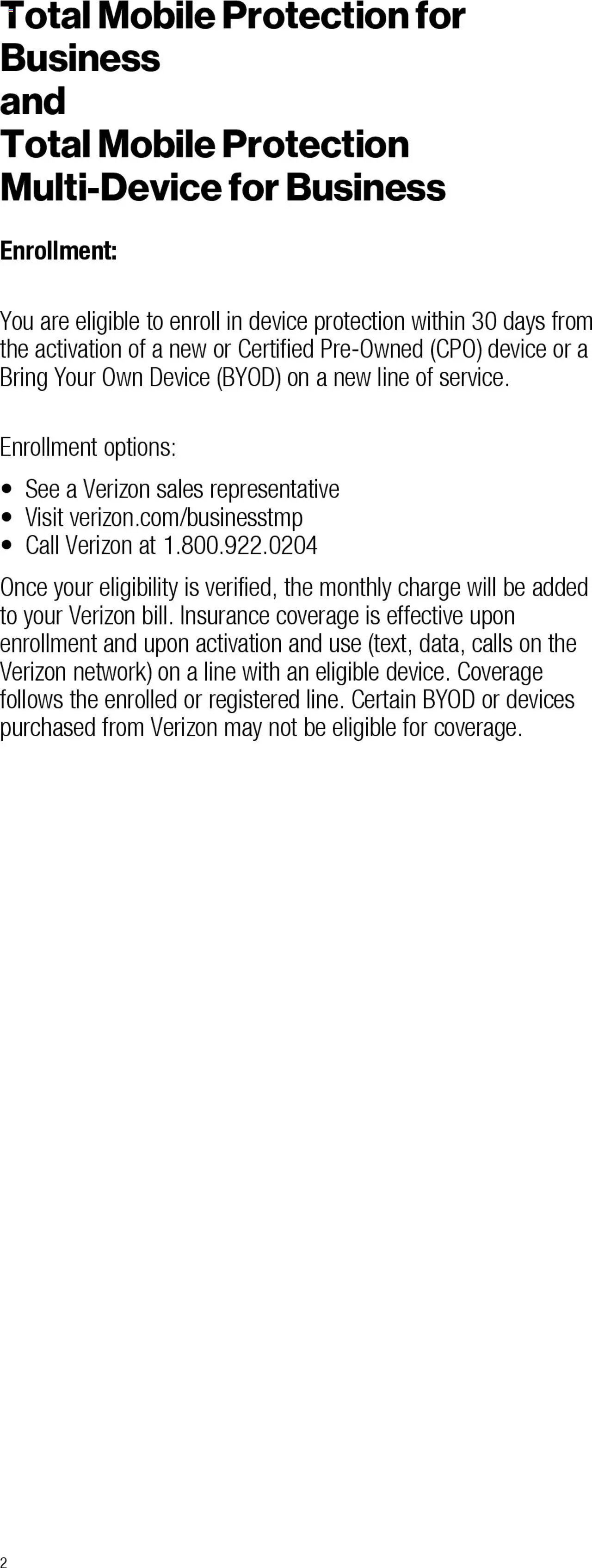 Verizon - Total Mobile Protection for Business and Multi-Devices for Business - valid from 13.03.2025 | Page: 2