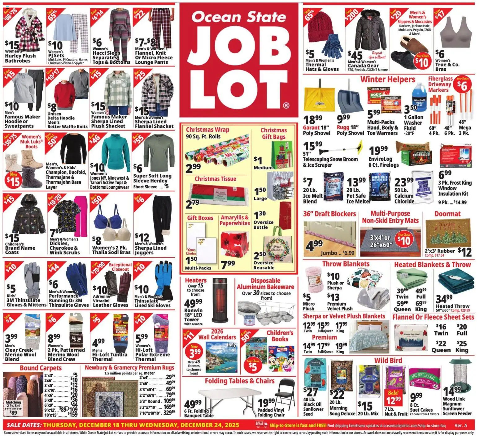 Ocean State Job Lot Weekly Ad - CT - valid from 18.12.2025 | Page: 1 | Products: Shovel, Oil, Pants, Moccasins