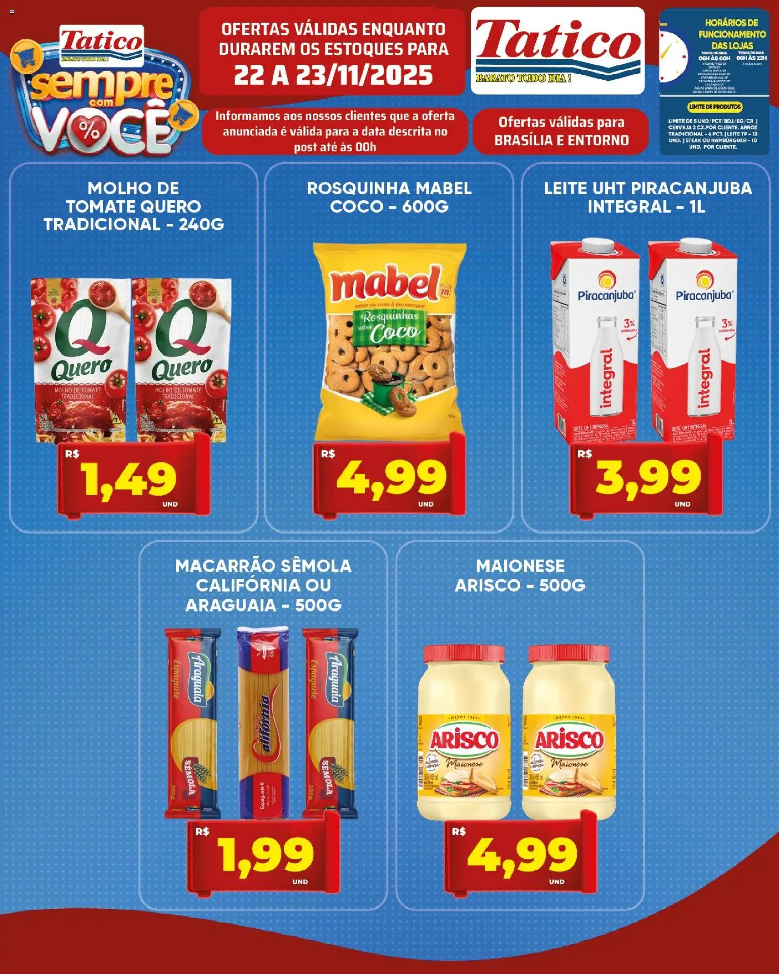 Tatico Folheto - válido de 24.11.2025 | Página: 19 | Produtos: Leite, Arroz, Macarrão, Rosquinha