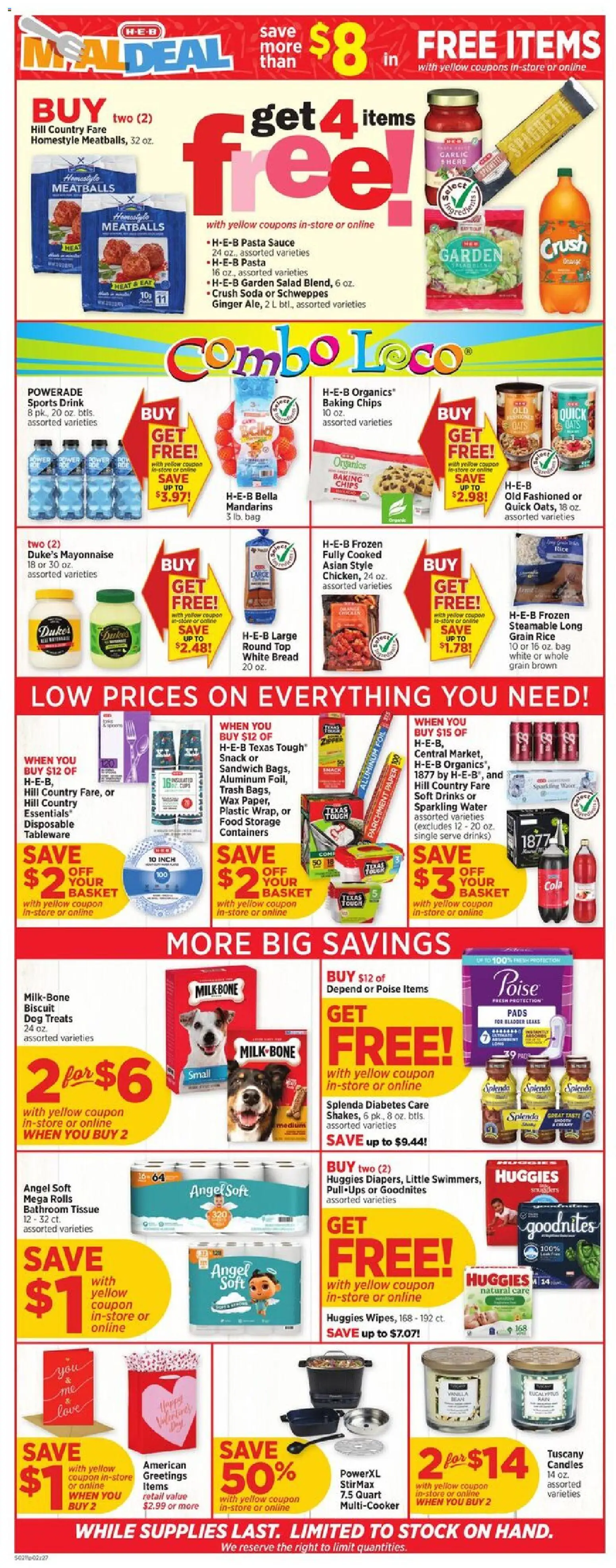 H-E-B Weekly Ad - valid from 11.02.2026 | Page: 2 | Products: Basket, Pads, Salad, Mayonnaise