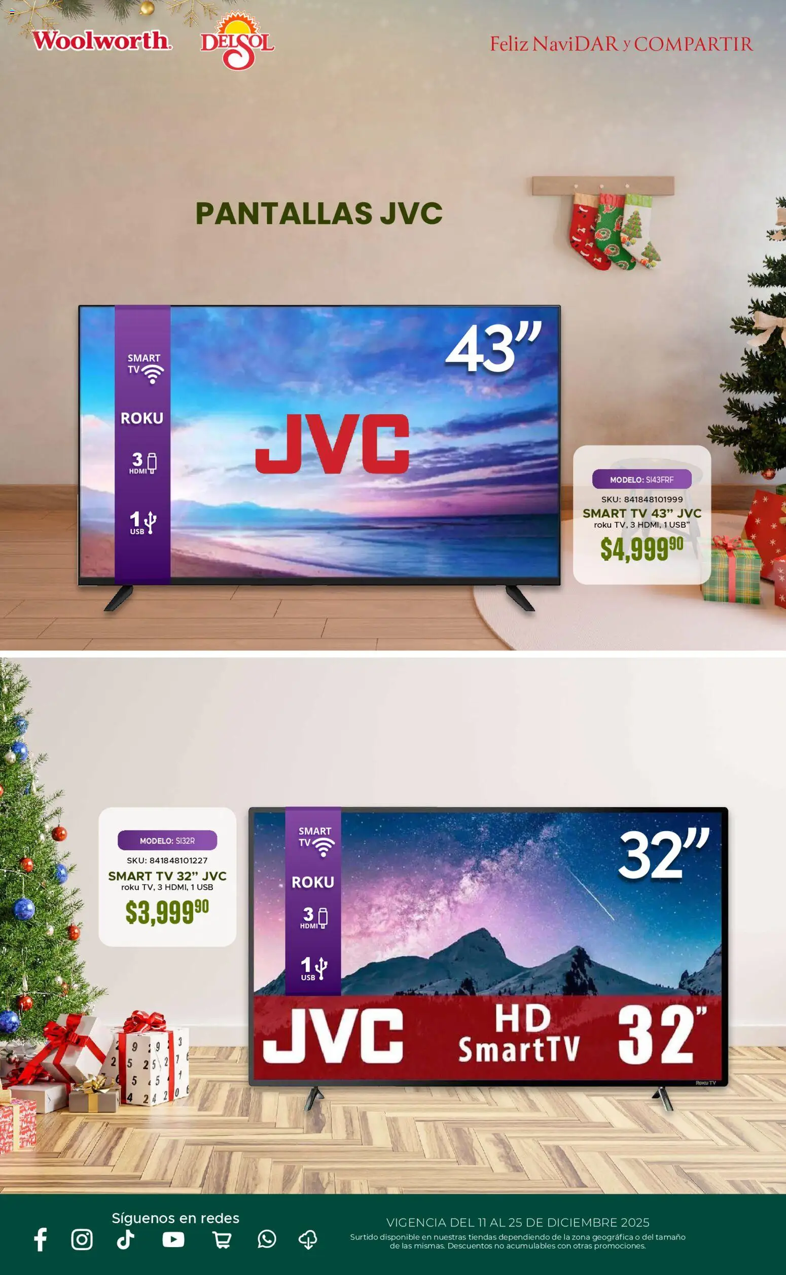 Nuevas ofertas de Del Sol y Woolworth válidas en toda la República Mexicana desde el 11.12.2025. ¡Encuentra las mejores ofertas en Del Sol y Woolworth catálogo! | Página: 18 | Productos: Usb, Pantallas