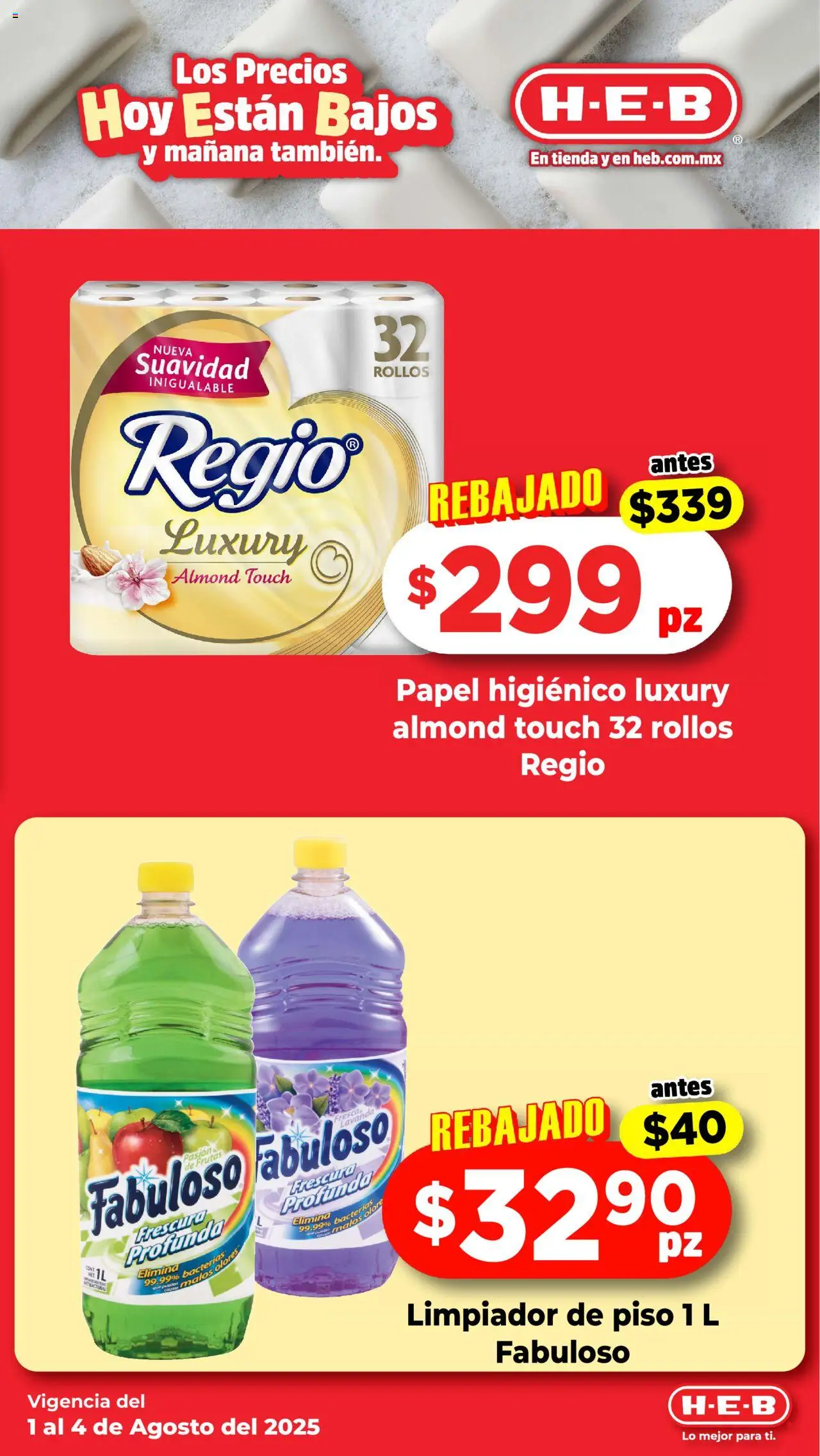 Nuevas ofertas de H-E-B válidas en toda la República Mexicana desde el 01.08.2025. ¡Encuentra las mejores ofertas en H-E-B - Folleto! | Página: 7 | Productos: Limpiador, Papel higiénico