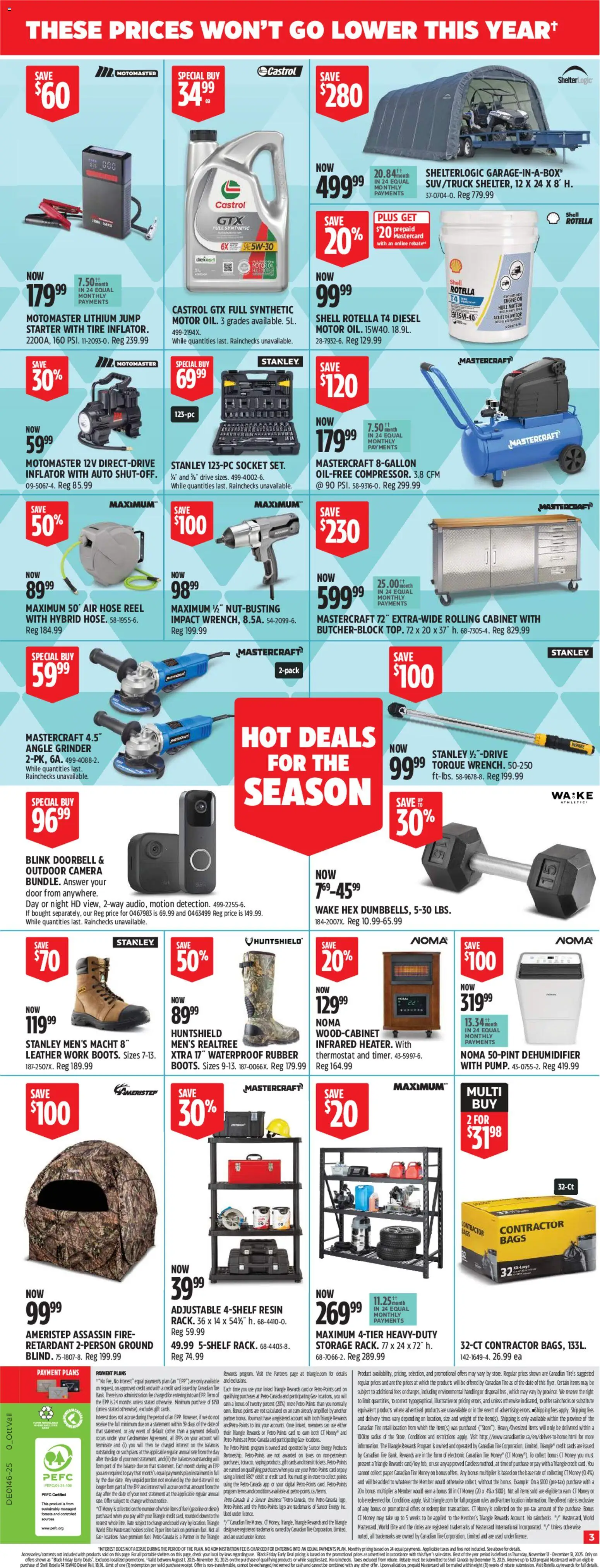 Canadian Tire flyer valid from 06.11.2025 | Page: 3 | Products: Camera, Grinder, Socket, Cabinet