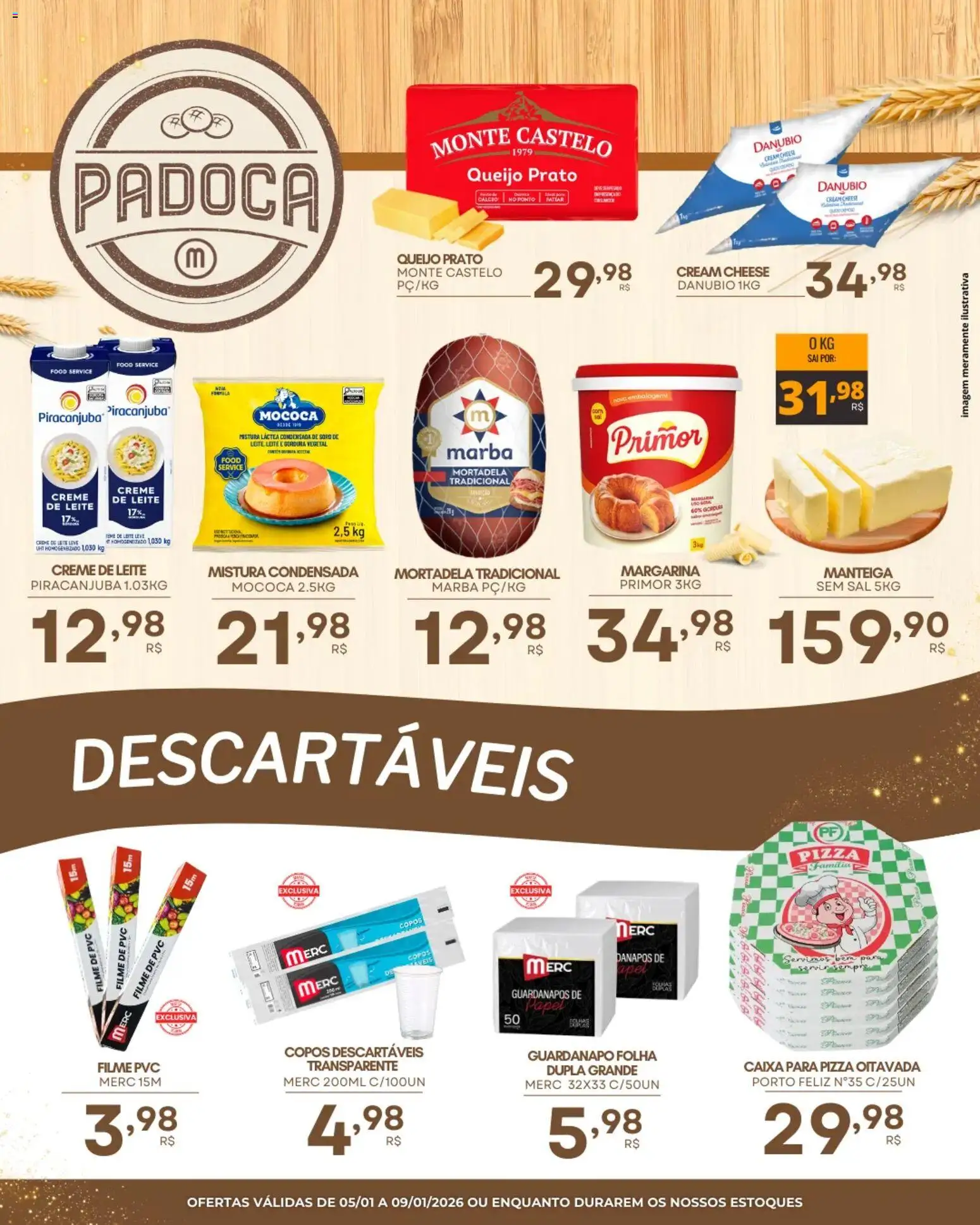 Mercadão Atacadista Folheto - válido de 05.01.2026 | Página: 3 | Produtos: filme de PVC, Manteiga, Cream cheese, Cálcio