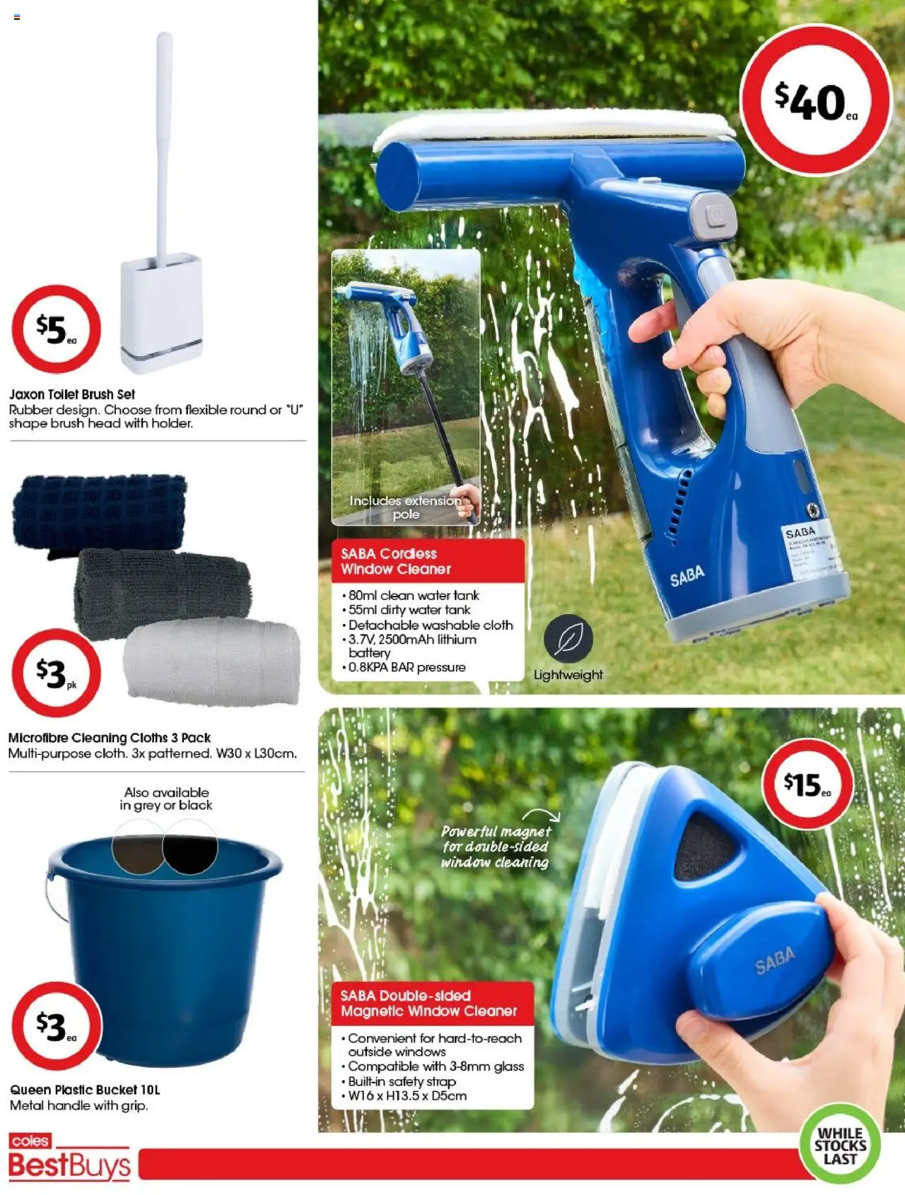 Coles catalogue - valid from 29.08.2025 | Page: 4 | Products: Bucket, Cleaning cloths, Water, Multipurpose