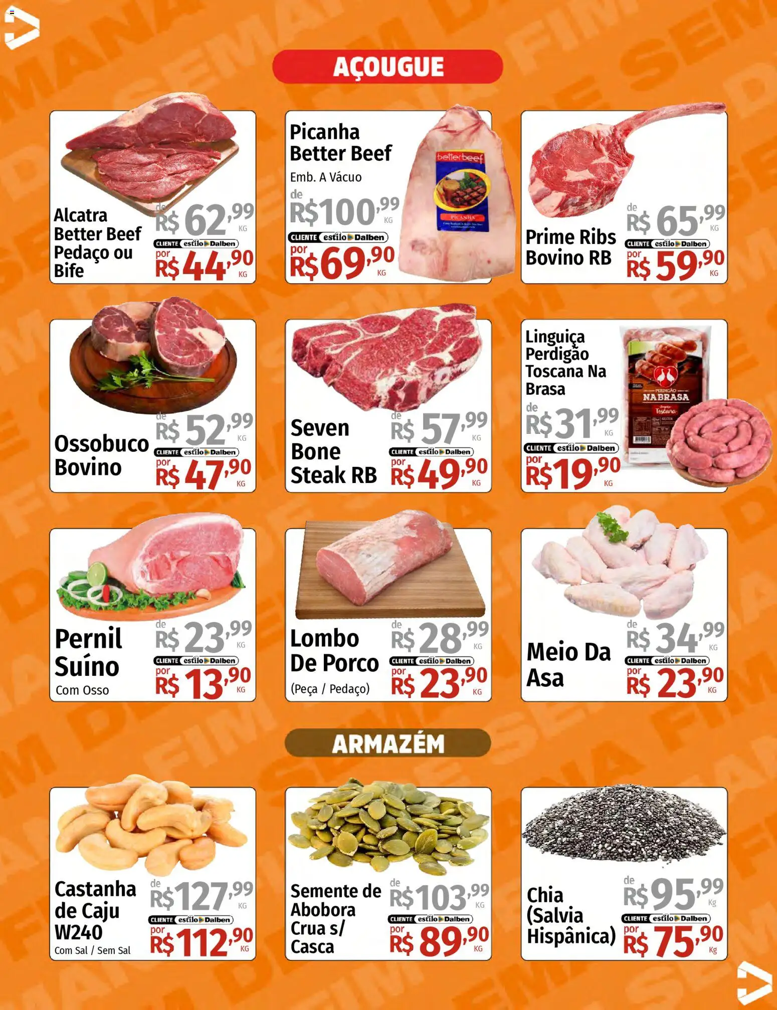 Supermercado Dalben Folheto - válido de 10.04.2026 | Página: 4 | Produtos: Caju, Linguiça, Alcatra, Pernil