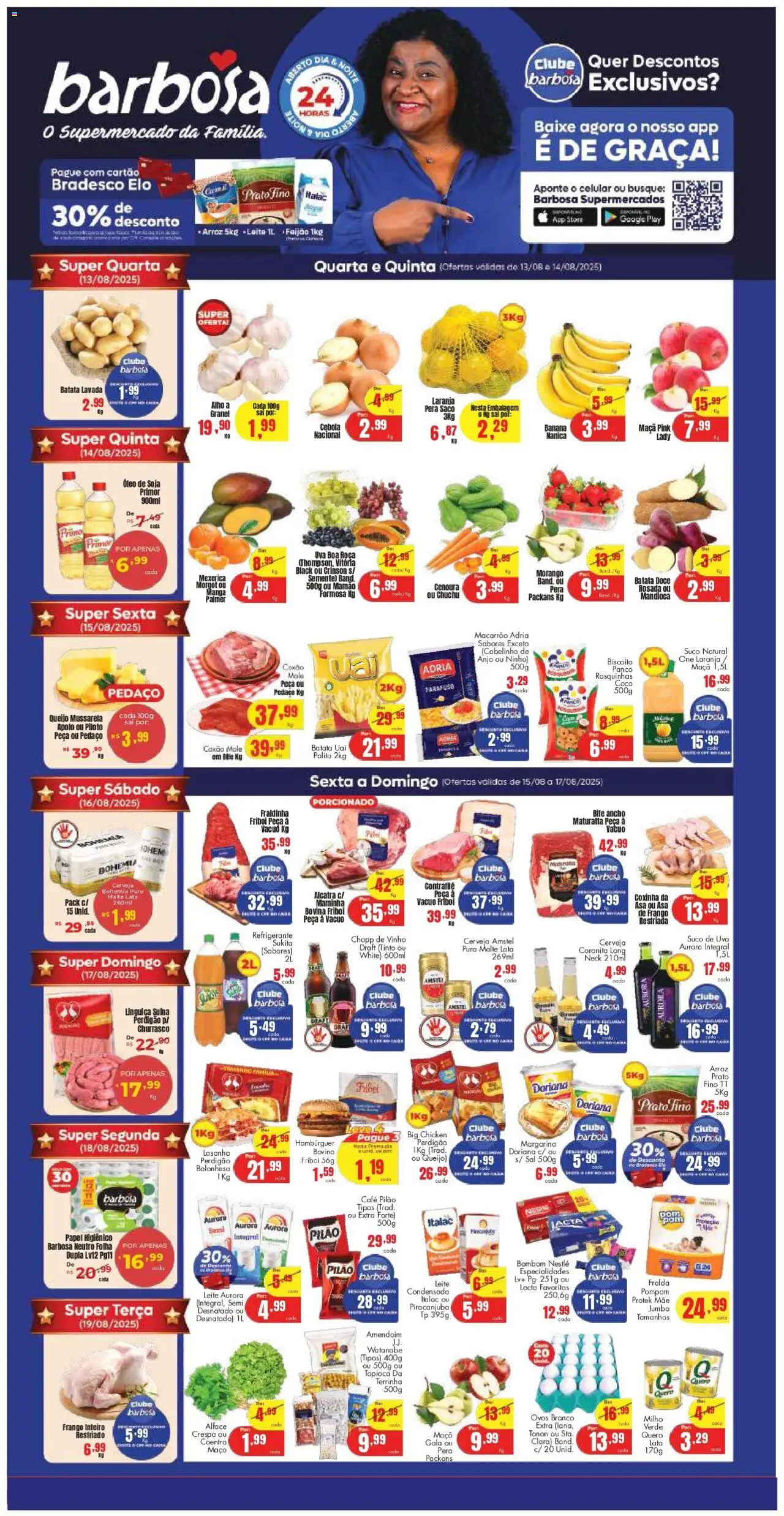 Barbosa Supermercados Folheto - válido de 13.08.2025 | Página: 1 | Produtos: Mexerica, Amendoim, Mamão, Soja