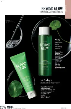 Preview of Beyond Glow Centella Cooling Toner, Suitable for sensitive skin. Refreshes and moisturizes in seconds. 200 ml from shop Avon valid from 25.09.2025 | Page: 65 | Products: Cream, Toner