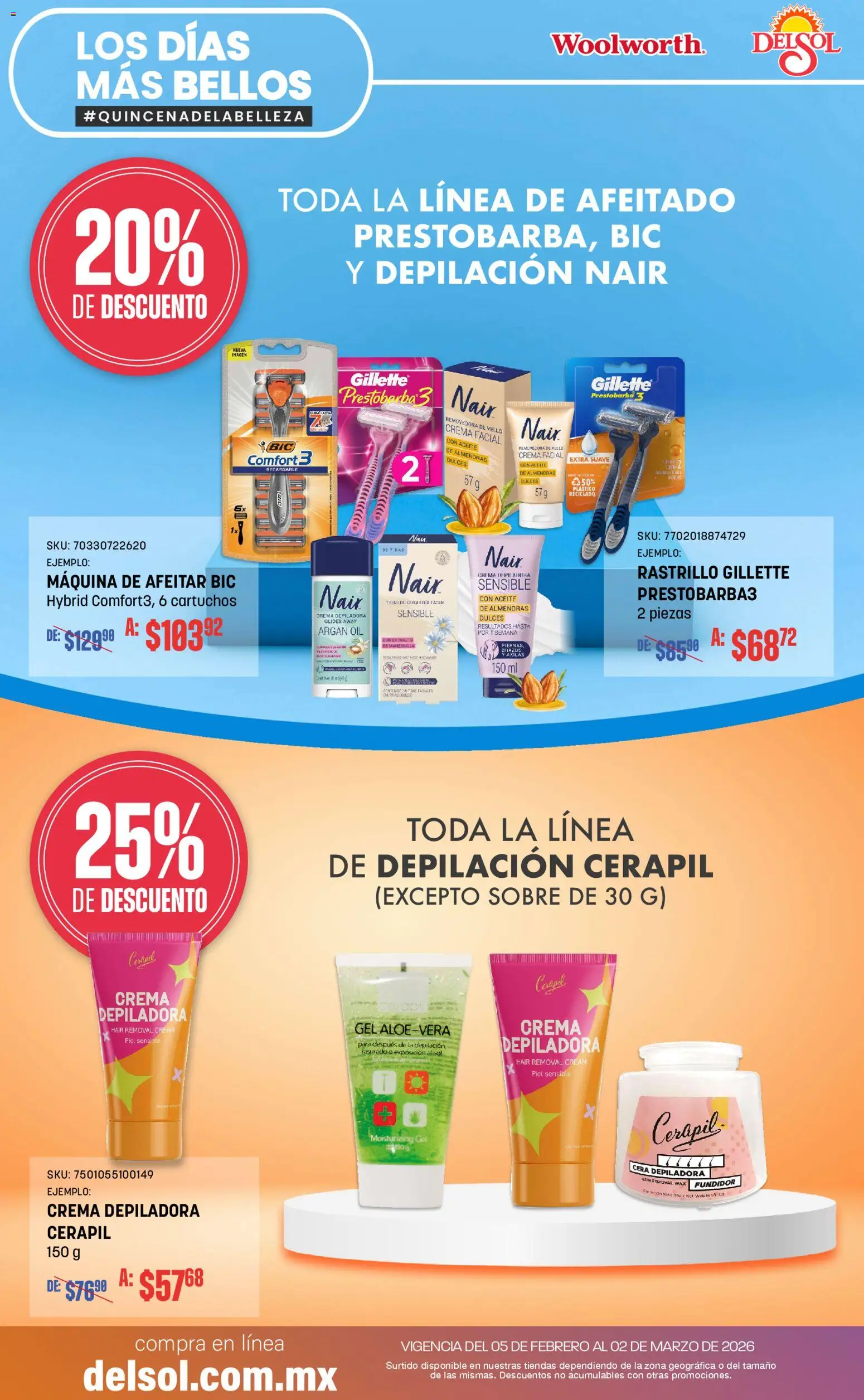 Nuevas ofertas de Del Sol y Woolworth válidas en toda la República Mexicana desde el 05.02.2026. ¡Encuentra las mejores ofertas en Del Sol y Woolworth catálogo! | Página: 17 | Productos: Almendras, Rastrillo, Aceite, Dulces