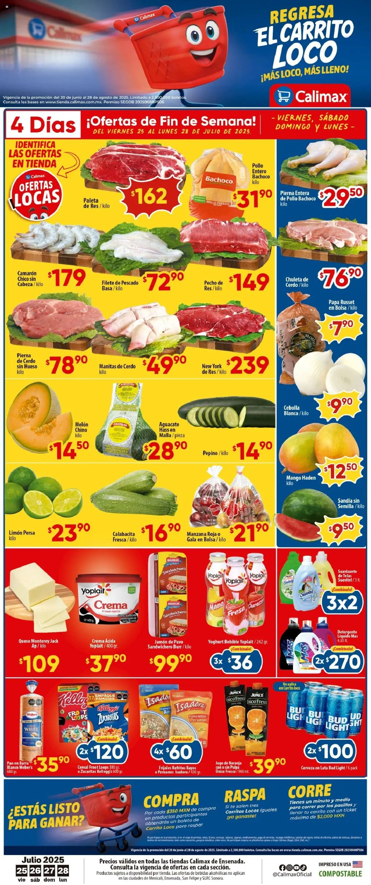 Nuevas ofertas de Calimax válidas en toda la República Mexicana desde el 25.07.2025. ¡Encuentra las mejores ofertas en Calimax - Folleto Ensenada! | Página: 1 | Productos: Bolsa, Jugo, Barra, Té