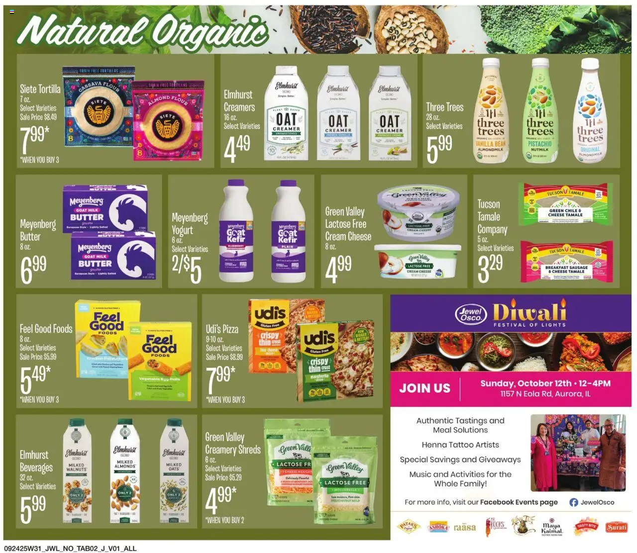 Jewel Osco Organics Guide - valid from 24.09.2025 | Page: 2 | Products: Yogurt, Pizza, Cream, 2人掛けソファ