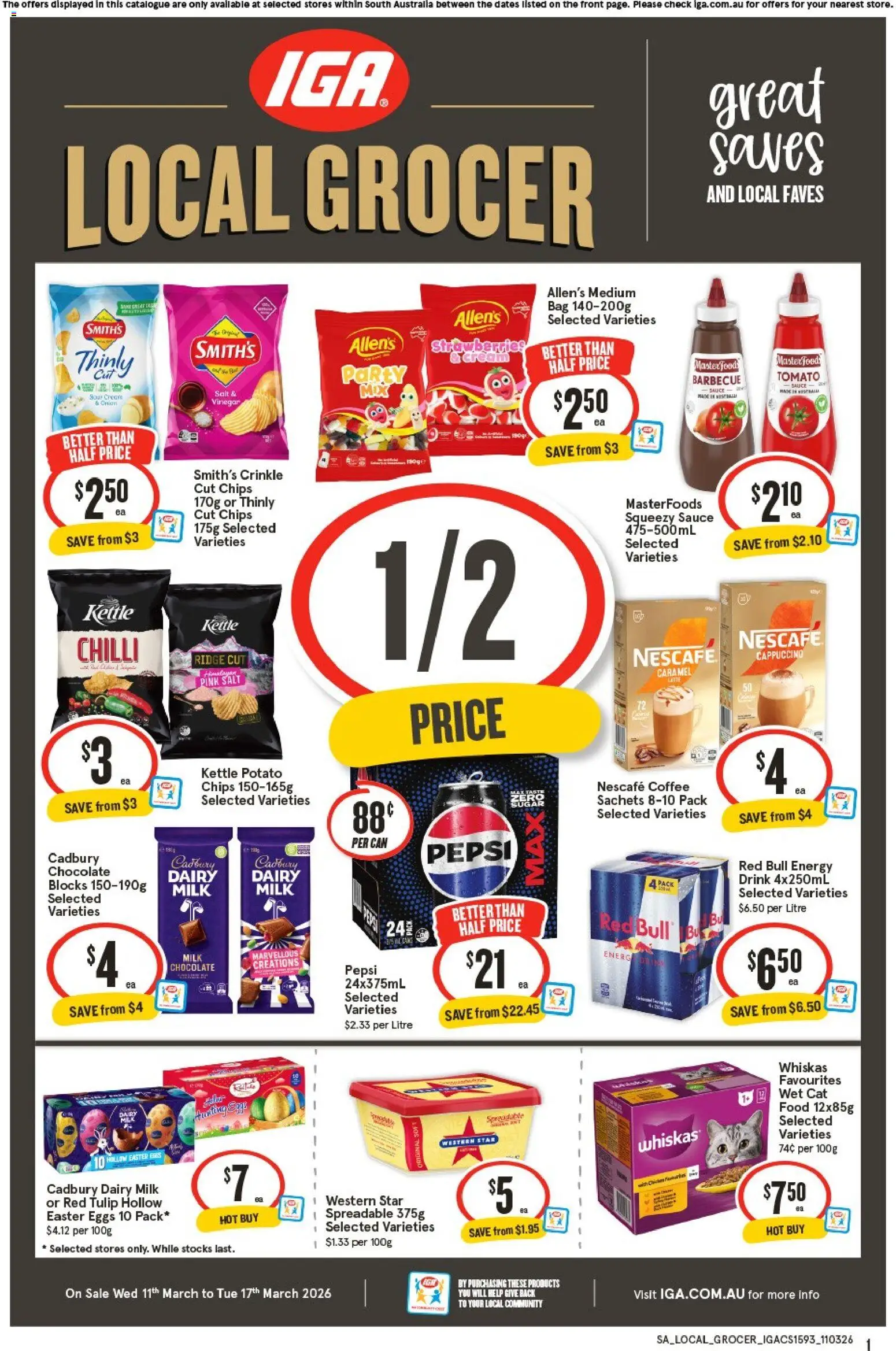 IGA catalogue - valid from 11.03.2026 | Page: 1 | Products: Chocolate, Pepsi, Sauce, Chilli