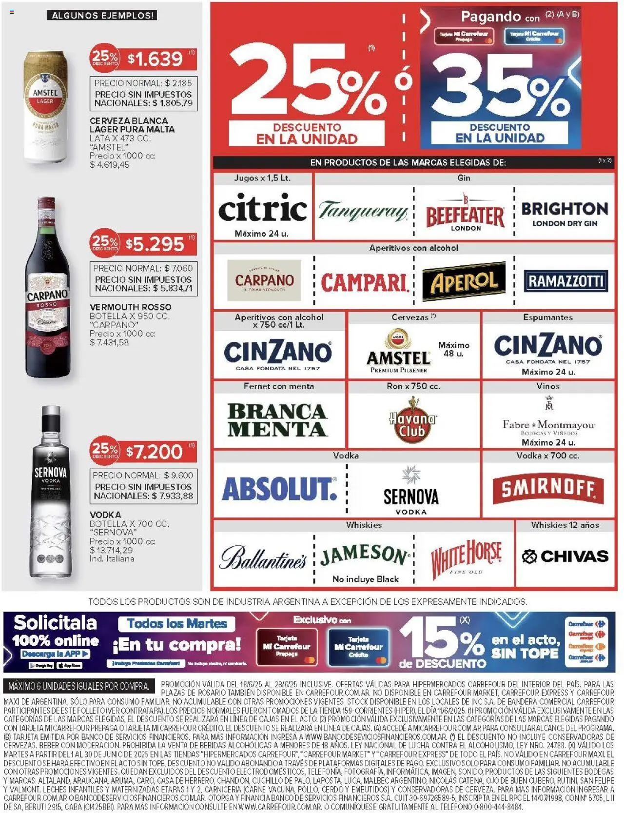 Carrefour ofertas │ válido desde el 18.06.2025 | Página: 9 | Productos: Botella, Rosario, Gin, Fernet