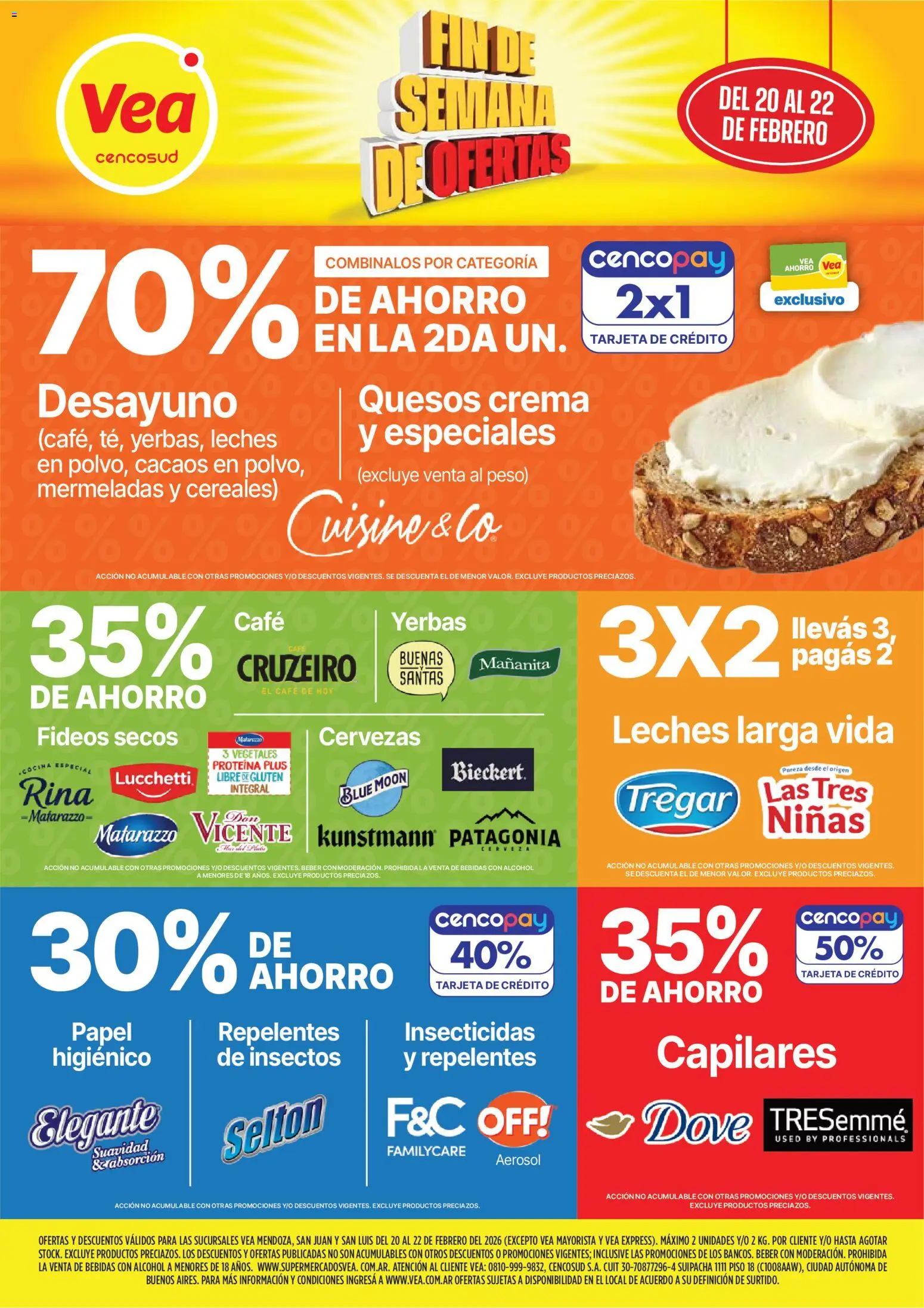 Vea - Ofertas fin de semana Cuyo │ válido desde el 20.02.2026 | Página: 1 | Productos: Peso, Café, Fideos, Crema