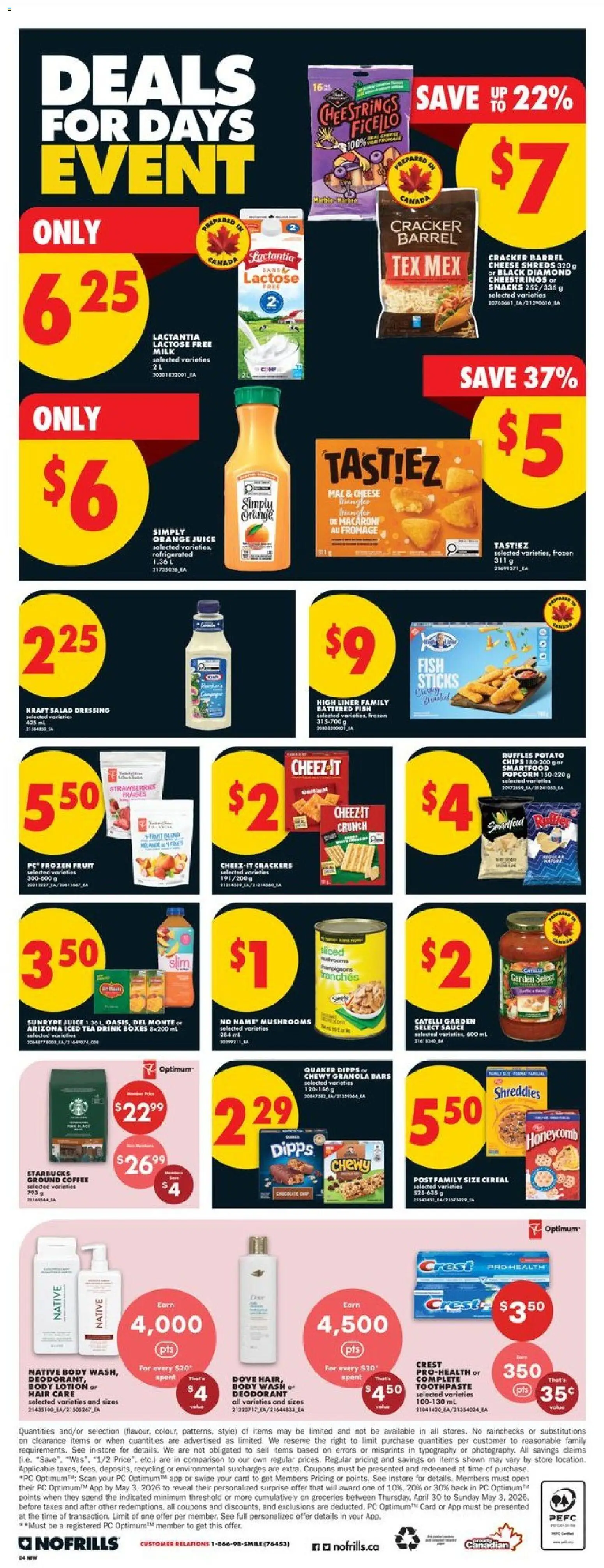 No Frills flyer valid from 30.04.2026 | Page: 4 | Products: Tea, PC, Body lotion, Toothpaste