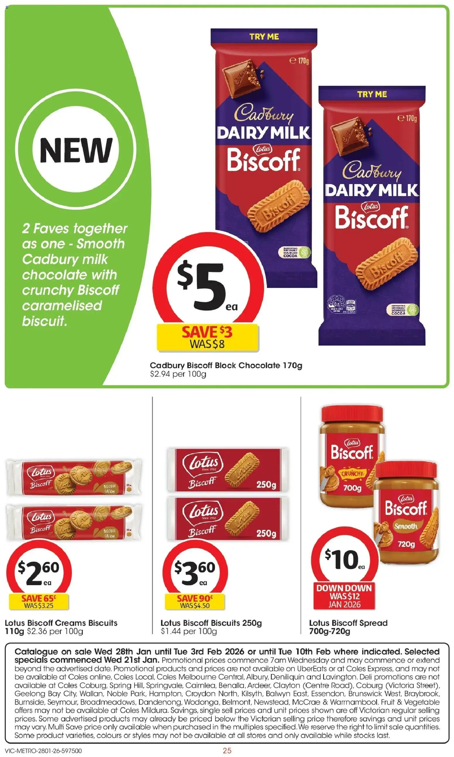 Coles catalogue - valid from 25.01.2026 | Page: 25 | Products: Cocoa, Milk, Chocolate, Biscuits