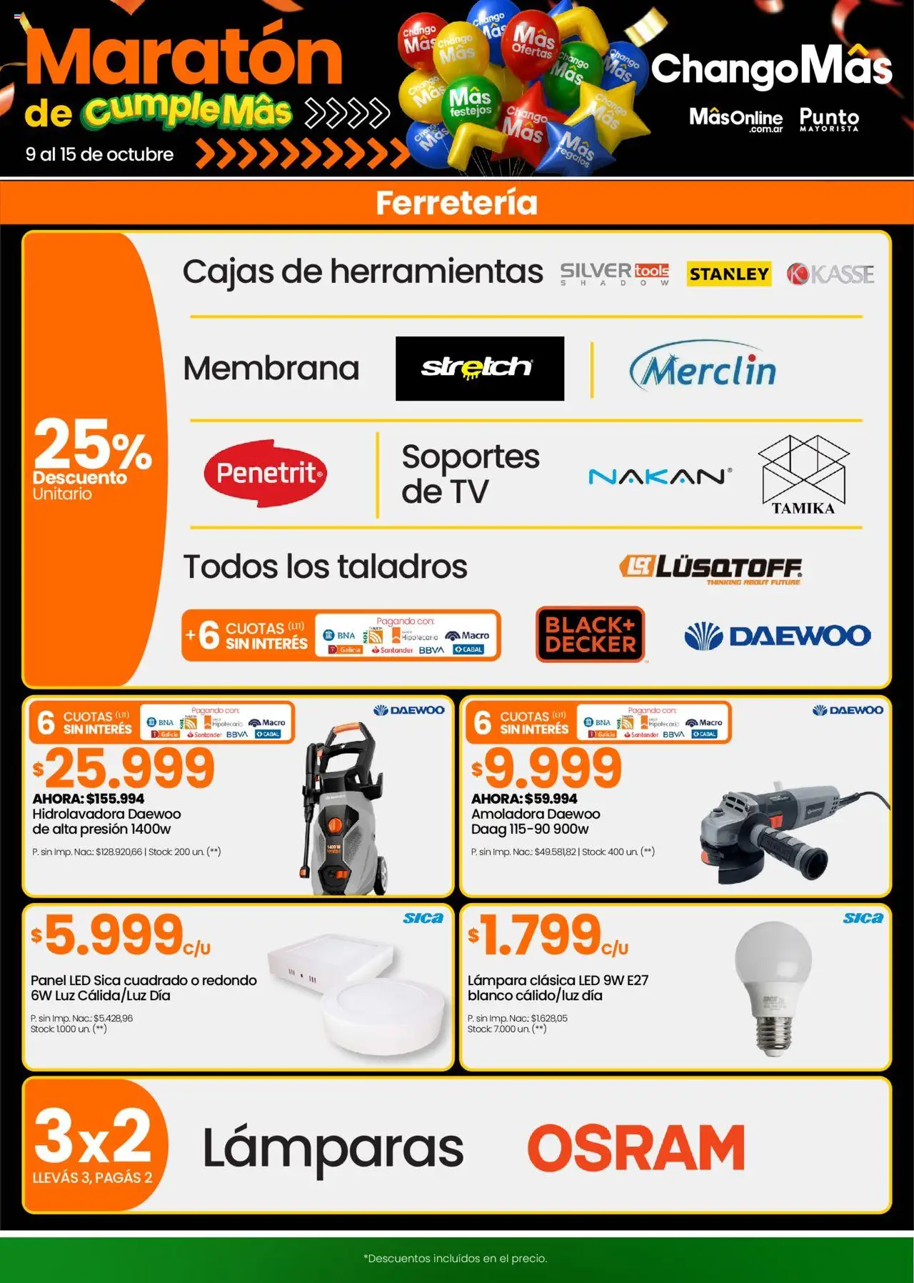 Punto Mayorista catálogo │ válido desde el 09.10.2025 | Página: 17 | Productos: Membrana, Amoladora, Lámpara, Hidrolavadora