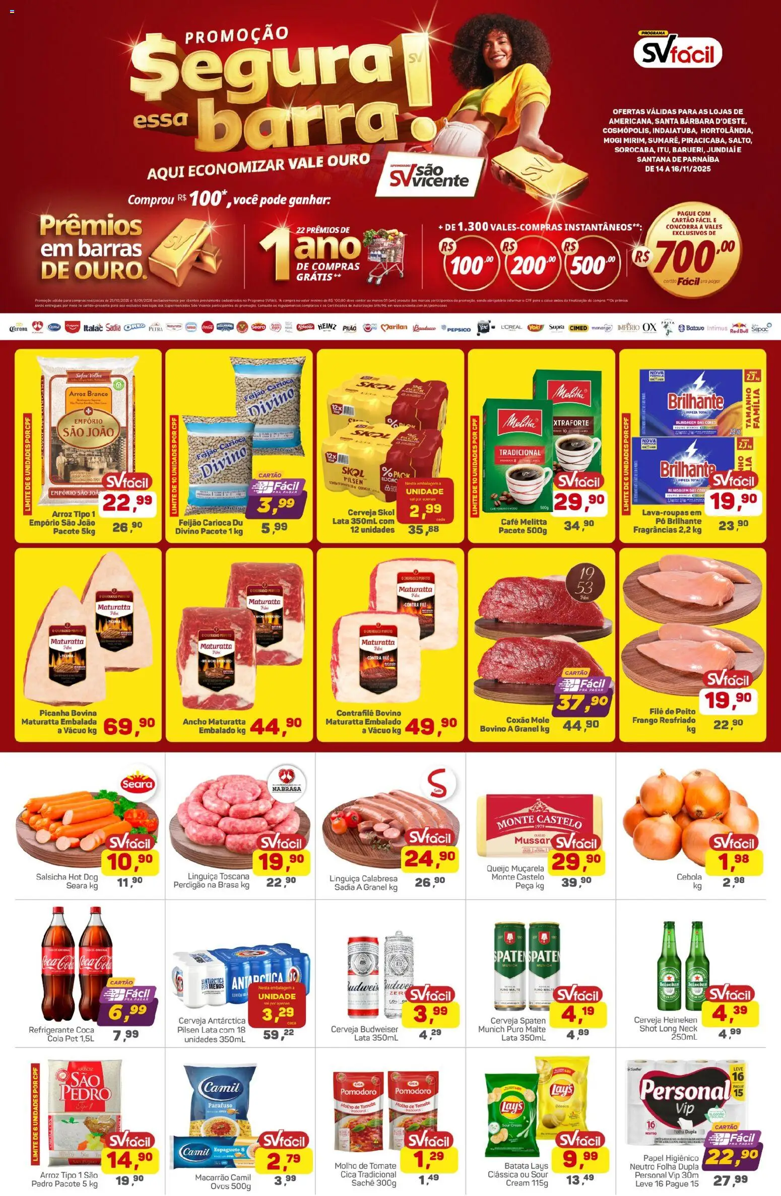 Supermercados São Vicente Folheto - válido de 14.11.2025 | Página: 1 | Produtos: Pó, Cerveja, Muçarela, Heineken