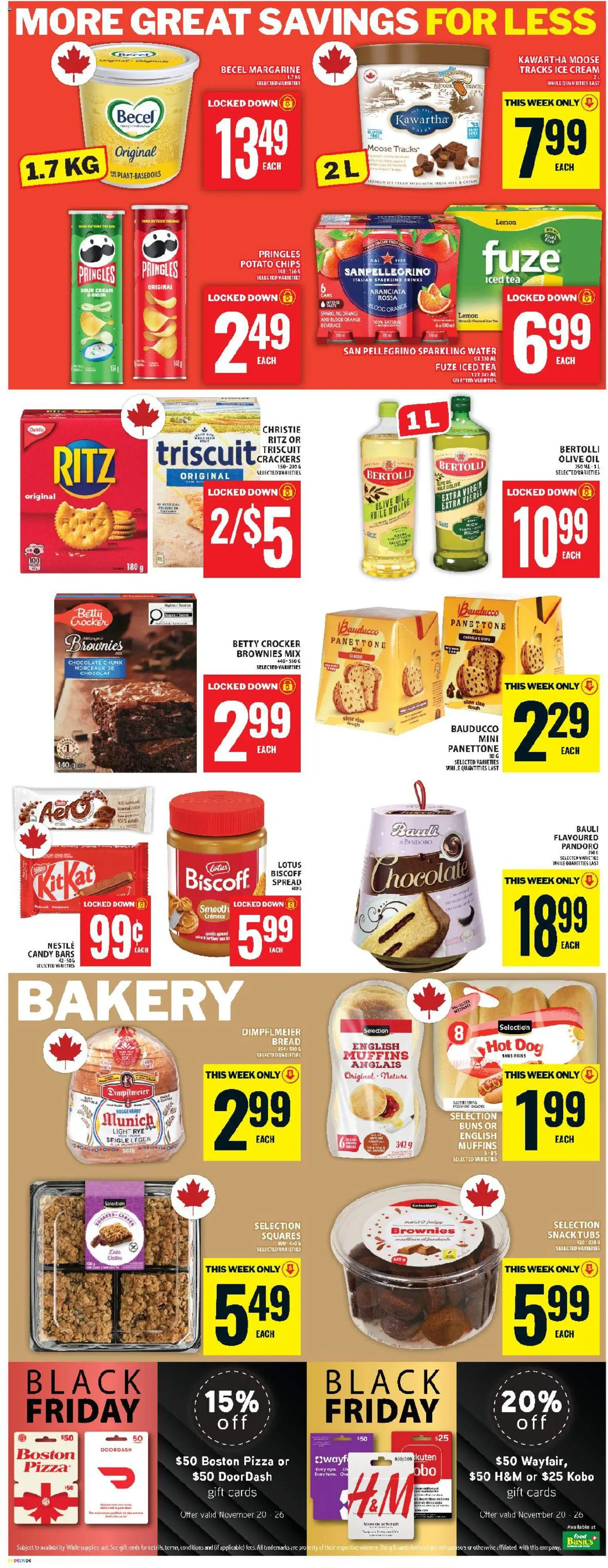 Food Basics flyer valid from 20.11.2025 | Page: 9 | Products: Cream, Ice cream, Bread, Pizza