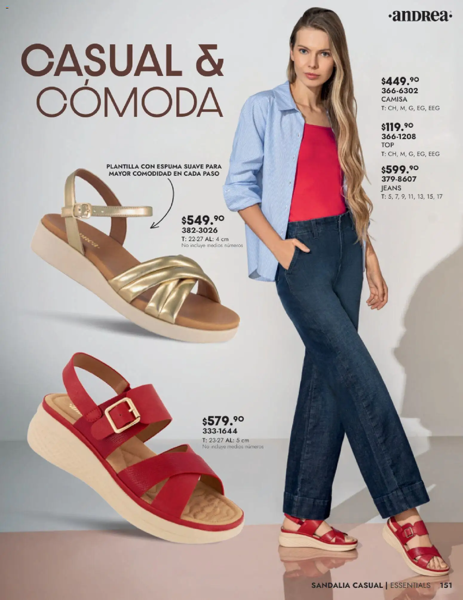 Nuevas ofertas de Andrea válidas en toda la República Mexicana desde el 24.08.2025. ¡Encuentra las mejores ofertas en Andrea - Catálogo Calzado Dama! | Página: 151 | Productos: Camisa, Espuma