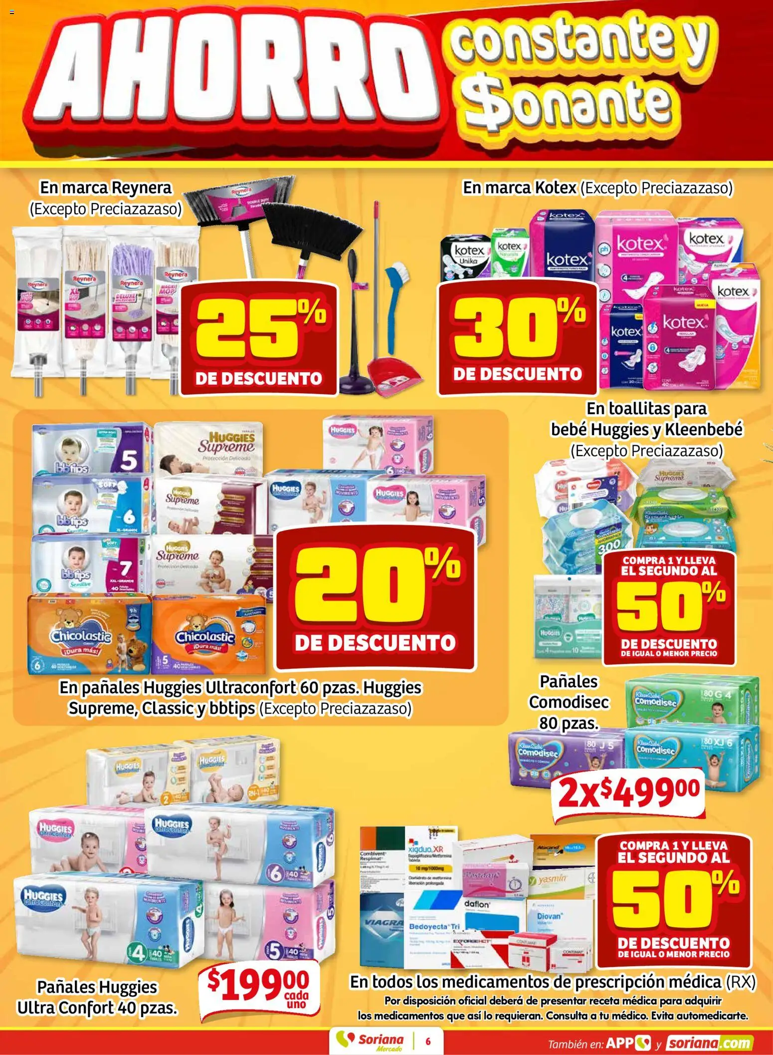 Nuevas ofertas de Soriana válidas en toda la República Mexicana desde el 16.01.2026. ¡Encuentra las mejores ofertas en Soriana - Fin de Semana Mercado: Saltillo y Torreón! | Página: 6 | Productos: Pañales