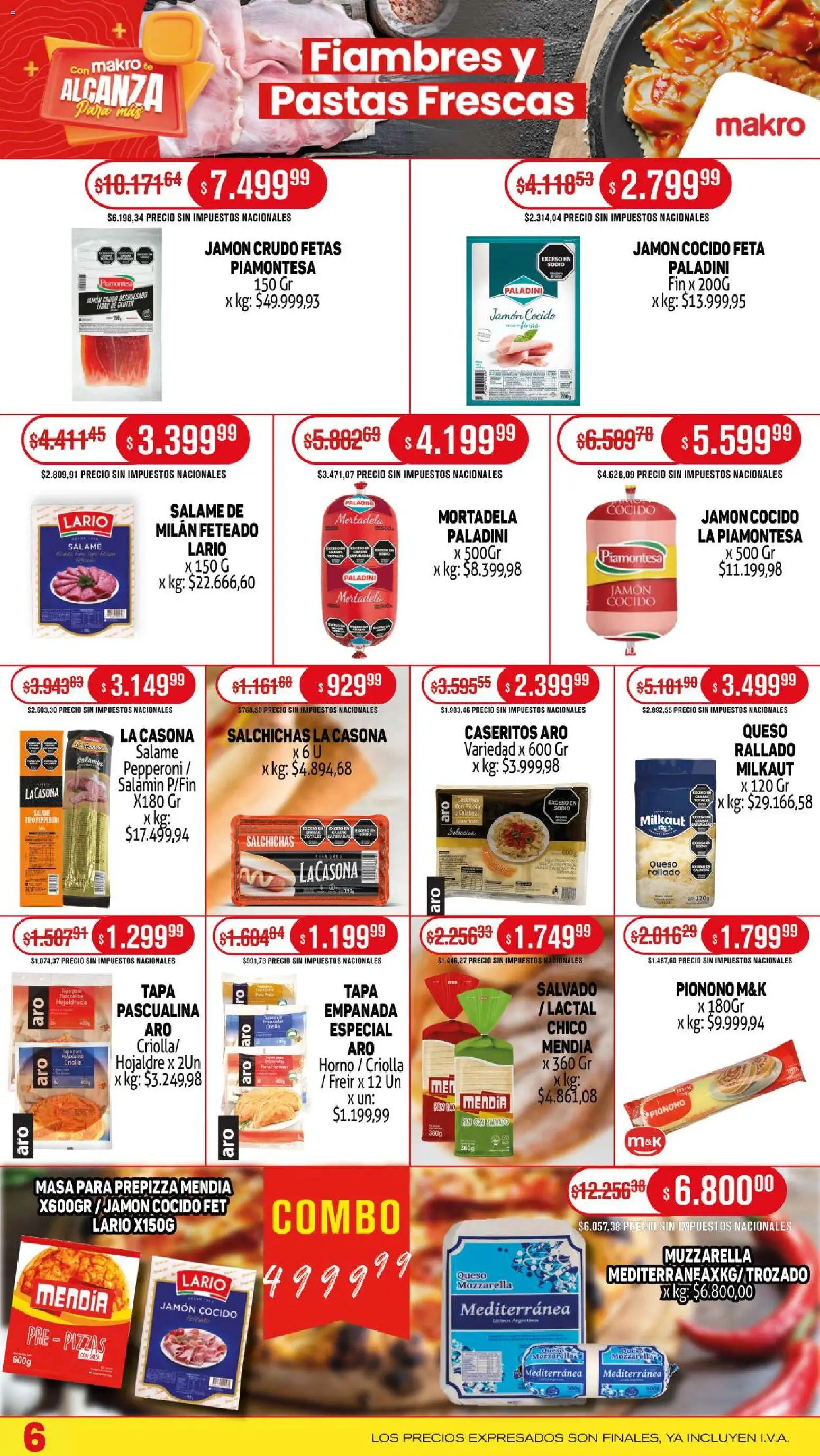 Makro ofertas │ válido desde el 06.11.2025 | Página: 6 | Productos: Jamón crudo, Muzzarella, Pan, Jamón