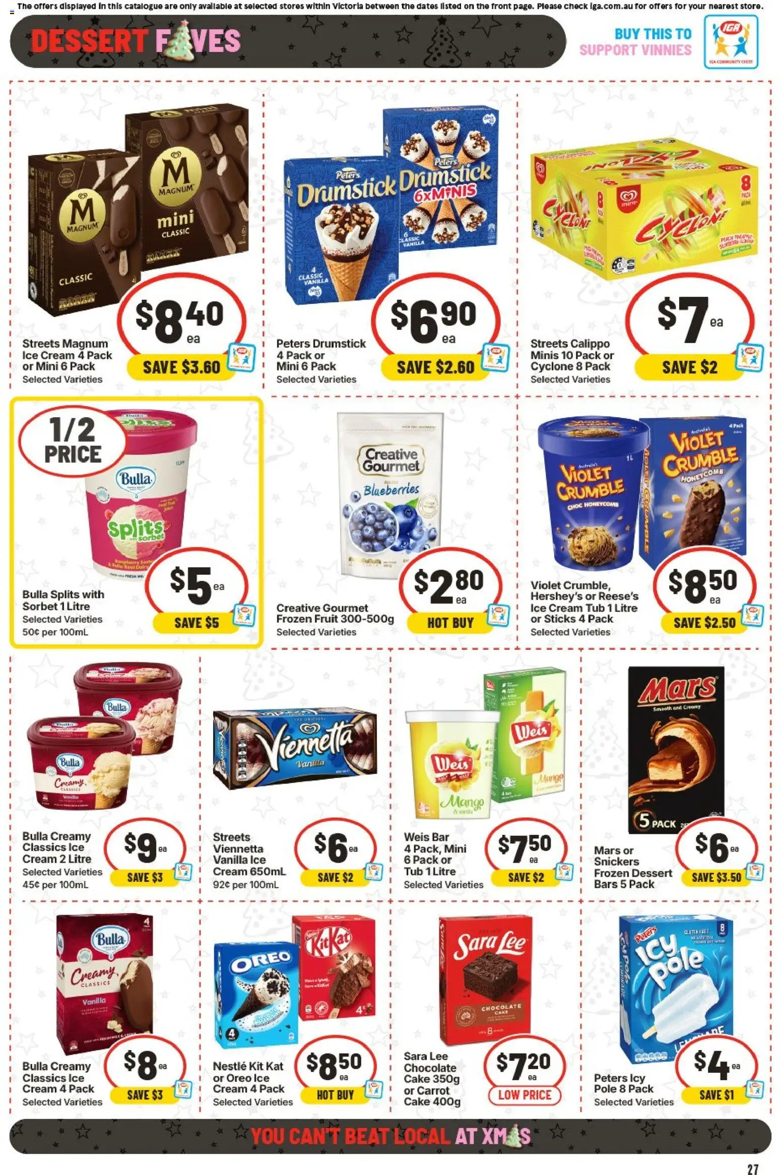 IGA catalogue - valid from 17.12.2025 | Page: 27 | Products: Chocolate, Cream, Ice cream, Blueberries