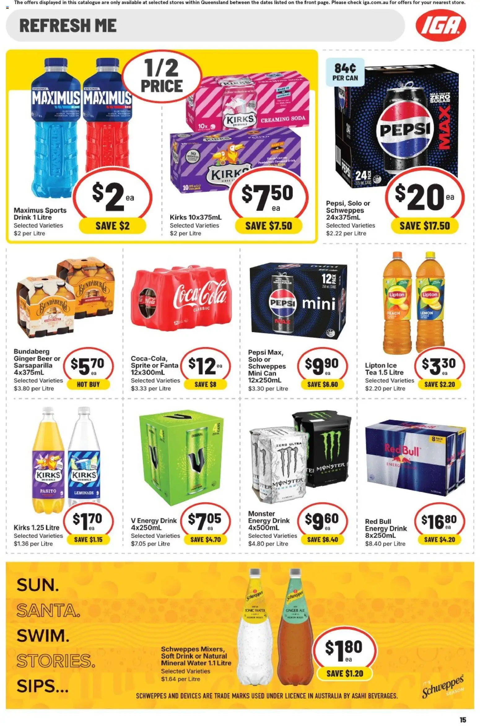 IGA catalogue - valid from 24.12.2025 | Page: 18 | Products: Energy drink, Ginger, Beer, Water