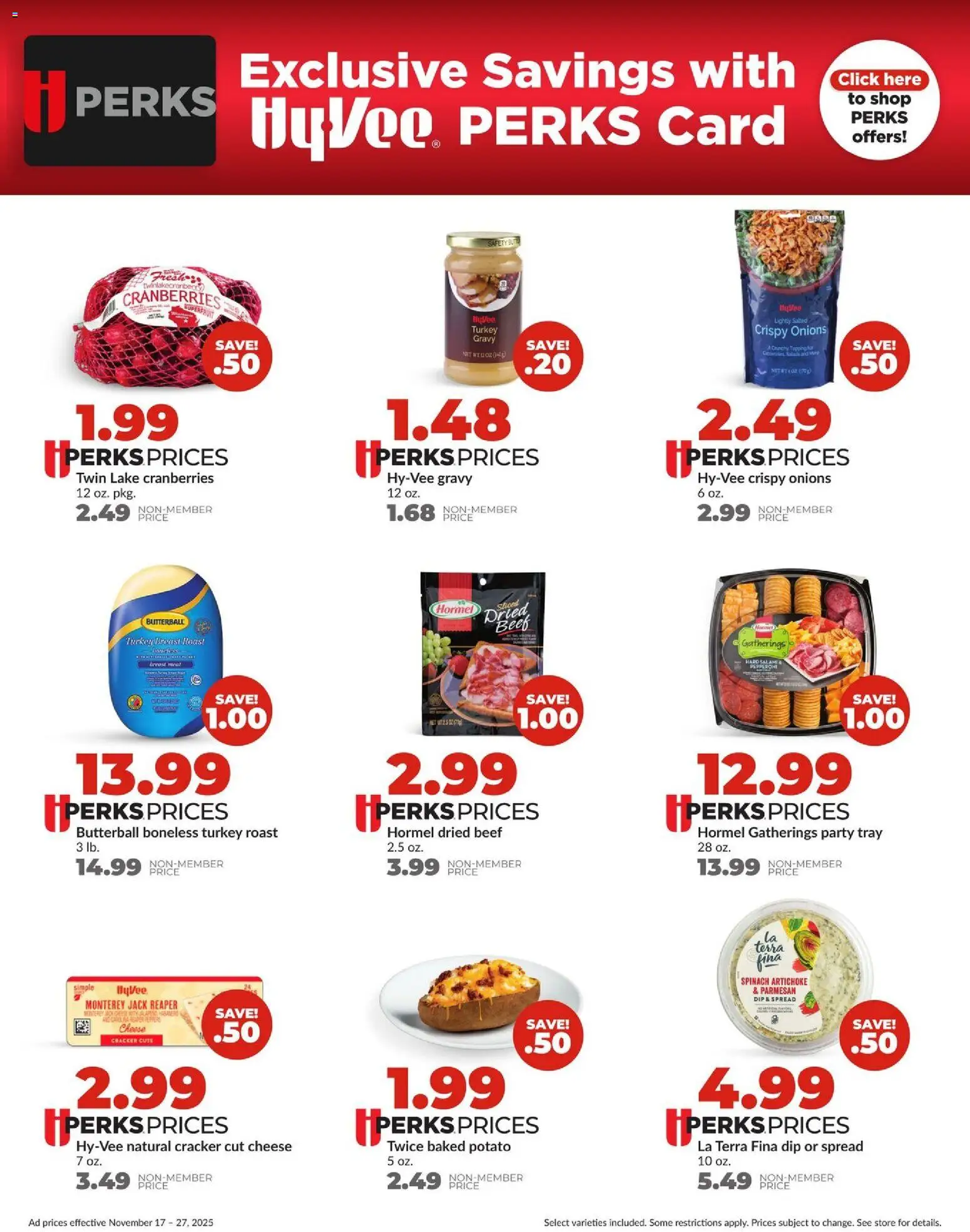 HyVee Weekly Ad - valid from 17.11.2025 | Page: 13 | Products: Spinach, Cheese, Salami, Beef