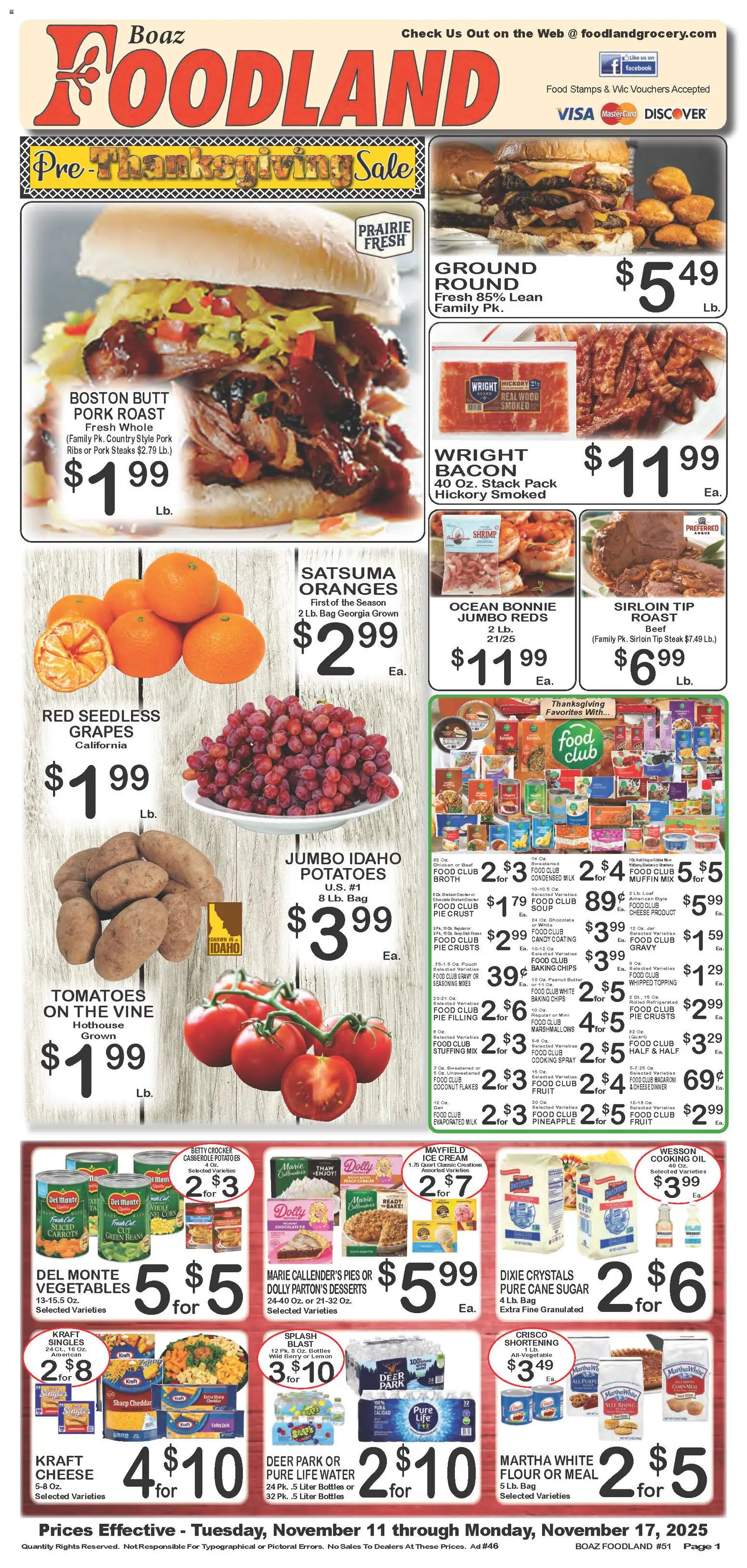 Foodland Weekly Ad - valid from 11.11.2025 | Page: 1 | Products: Cheese, Chocolate, Lemon, Bag