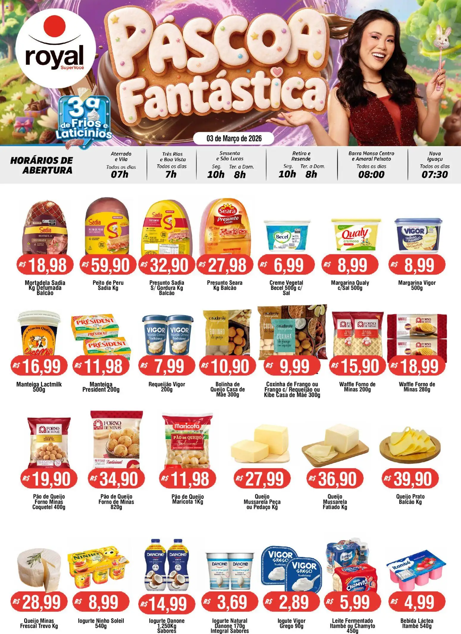 Royal Supermercados Folheto - válido de 03.03.2026 | Página: 1 | Produtos: Coco, Queijo, Mortadela, Pão de queijo
