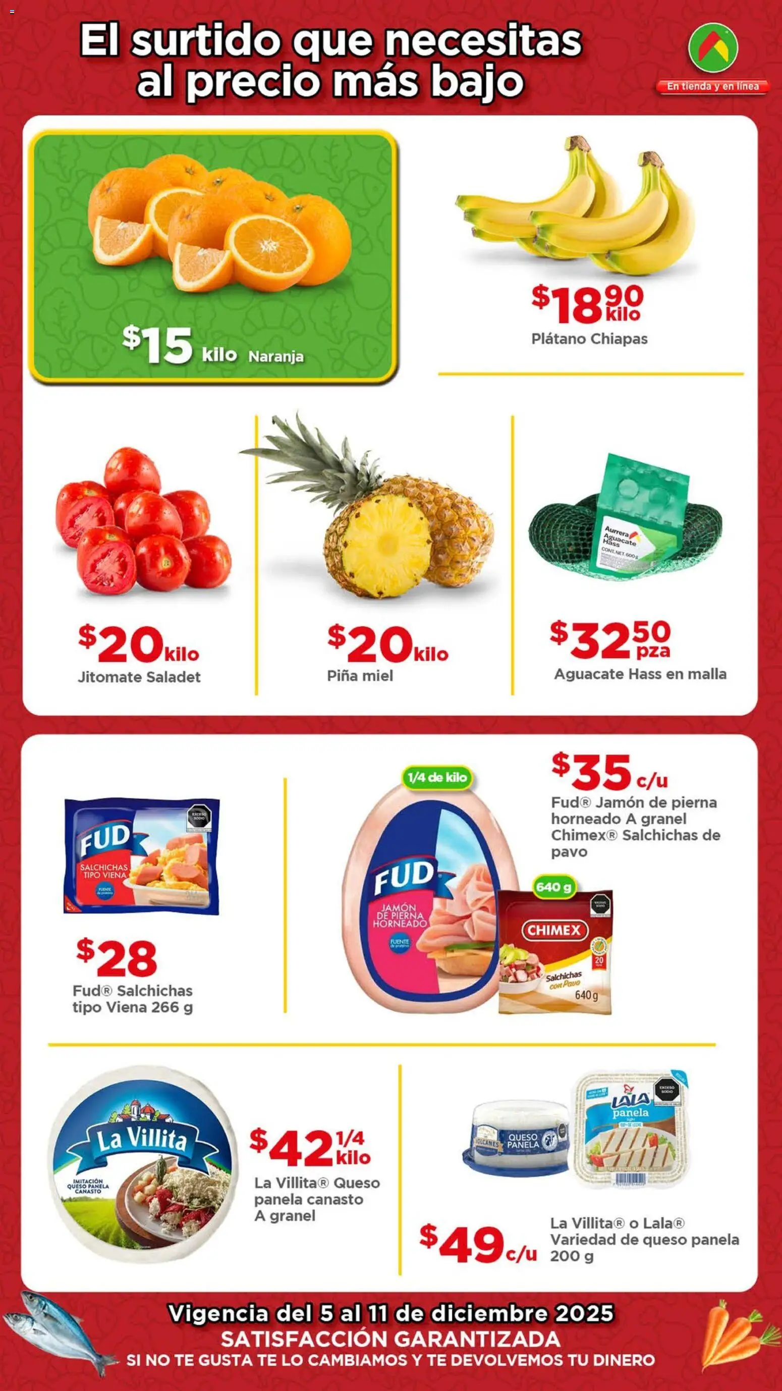 Nuevas ofertas de Bodega Aurrerá válidas en toda la República Mexicana desde el 05.12.2025. ¡Encuentra las mejores ofertas en Bodega Aurrerá folleto Ofertas! | Página: 2 | Productos: Queso, Aguacate, Jamón, Malla