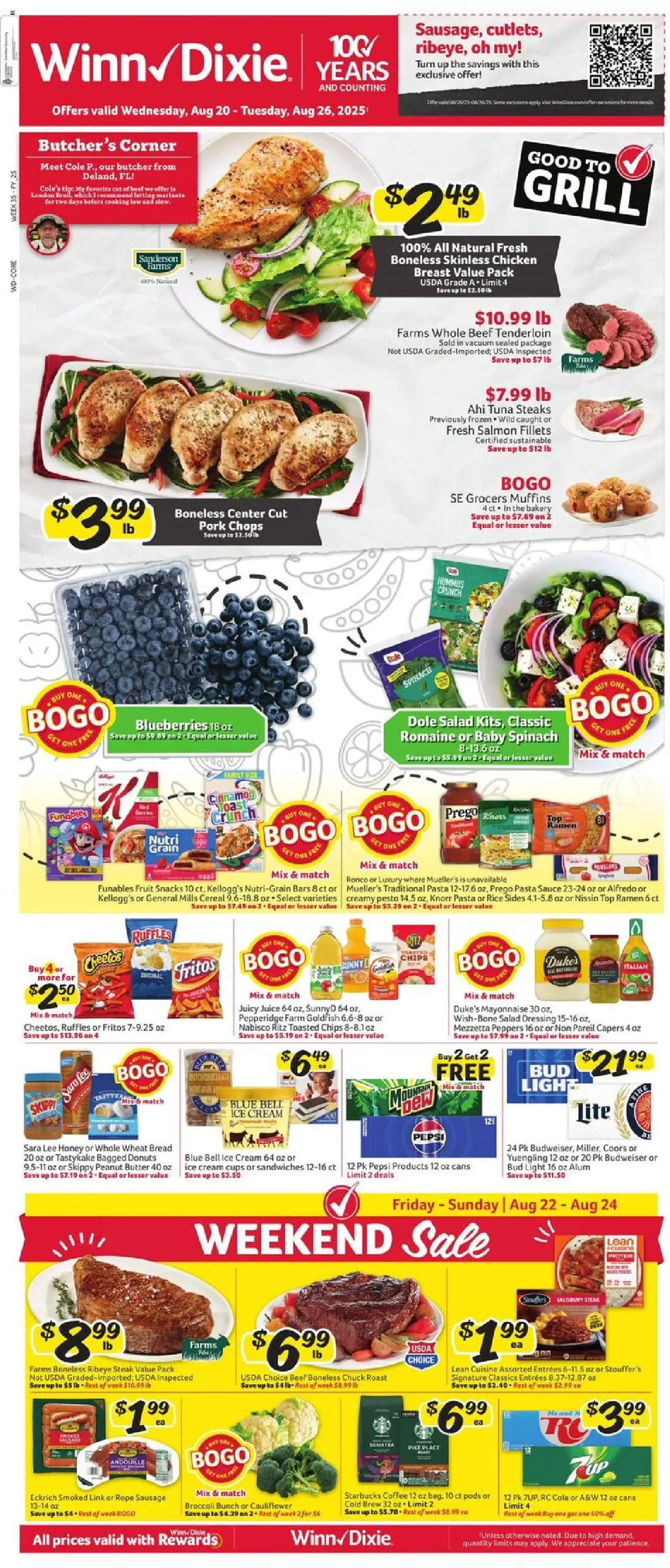 Winn Dixie Weekly Ad - valid from 20.08.2025 | Page: 1 | Products: Bakery, Peppers, Vacuum, Pork