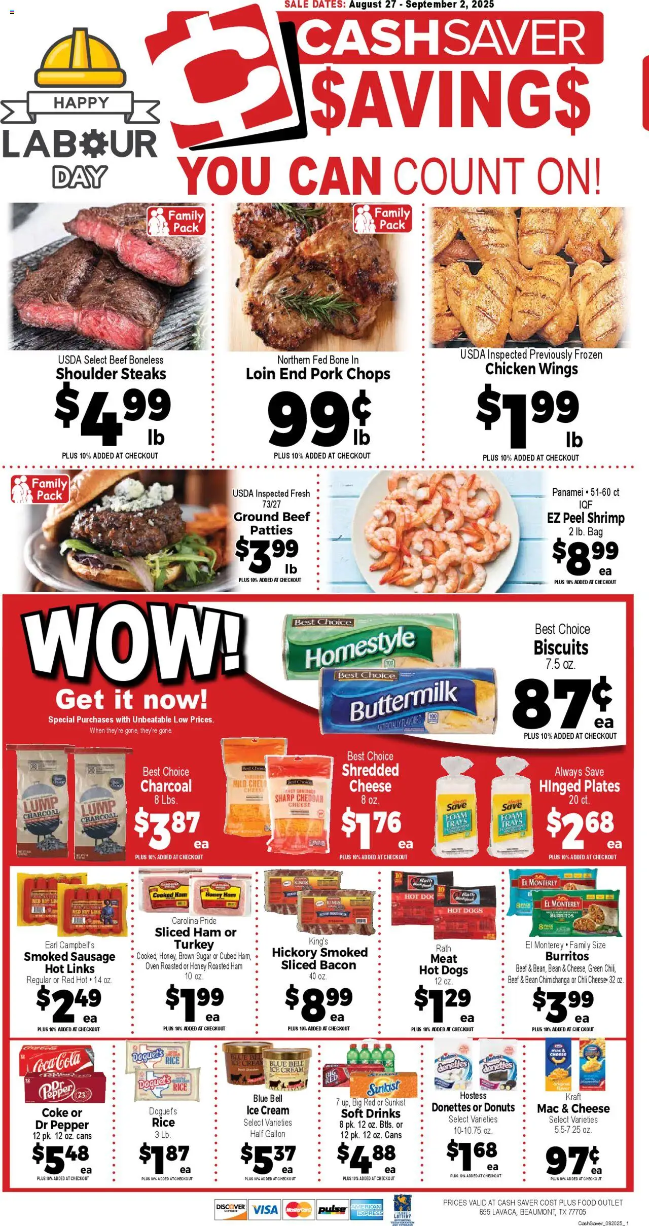 Market Basket - Cash Saver - valid from 27.08.2025 | Page: 1 | Products: Cheese, Rice, Pepper, Hot Dogs