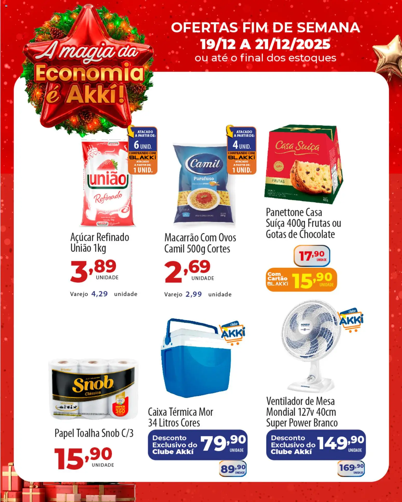 Akki Atacadista Folheto - válido de 19.12.2025 | Página: 3 | Produtos: Ventilador de mesa, Panettone, Ovos, Açúcar
