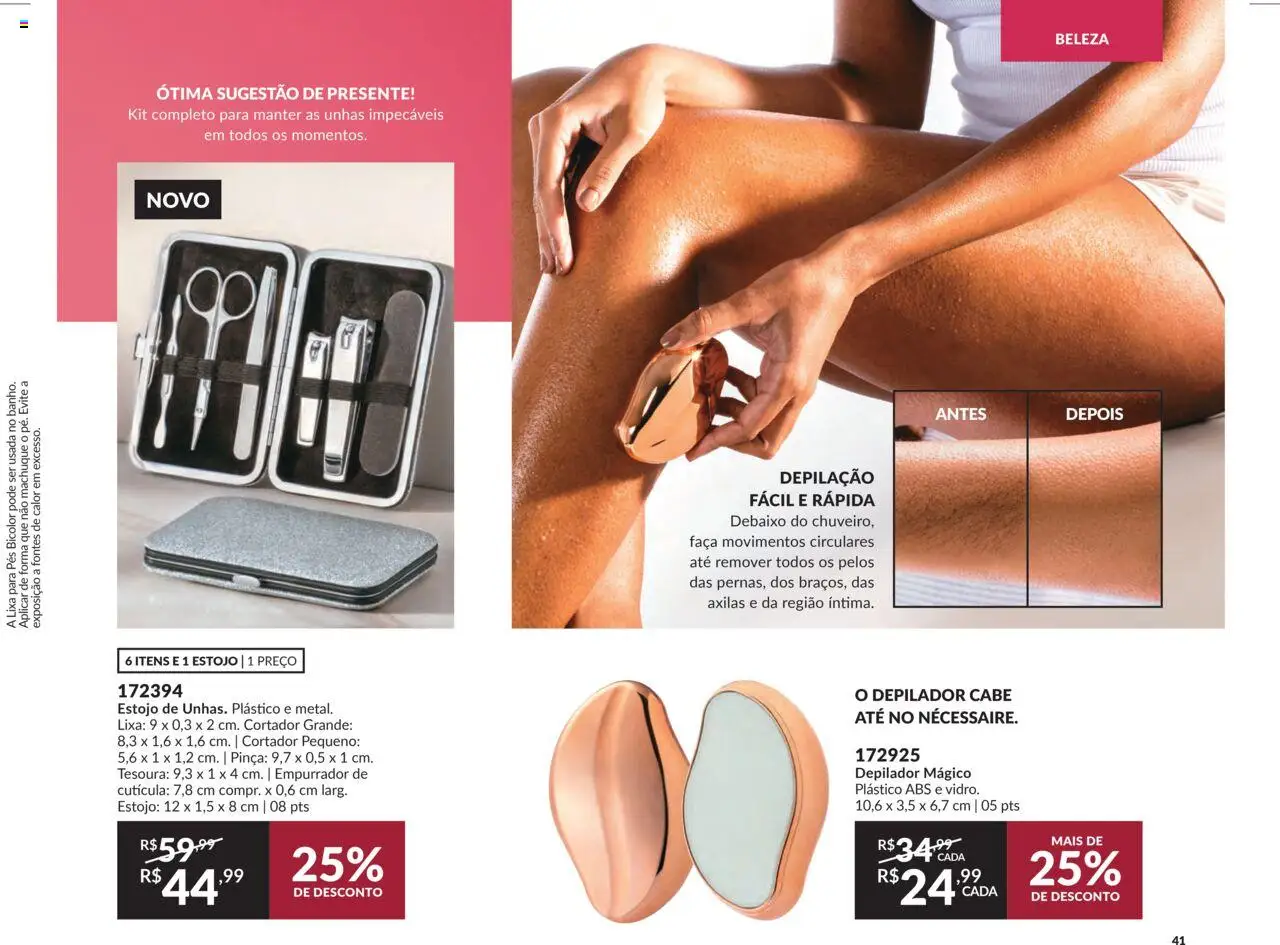 Avon Folheto - válido de 07.10.2025 | Página: 41 | Produtos: Depilador, Tesoura, Faca, Lixa