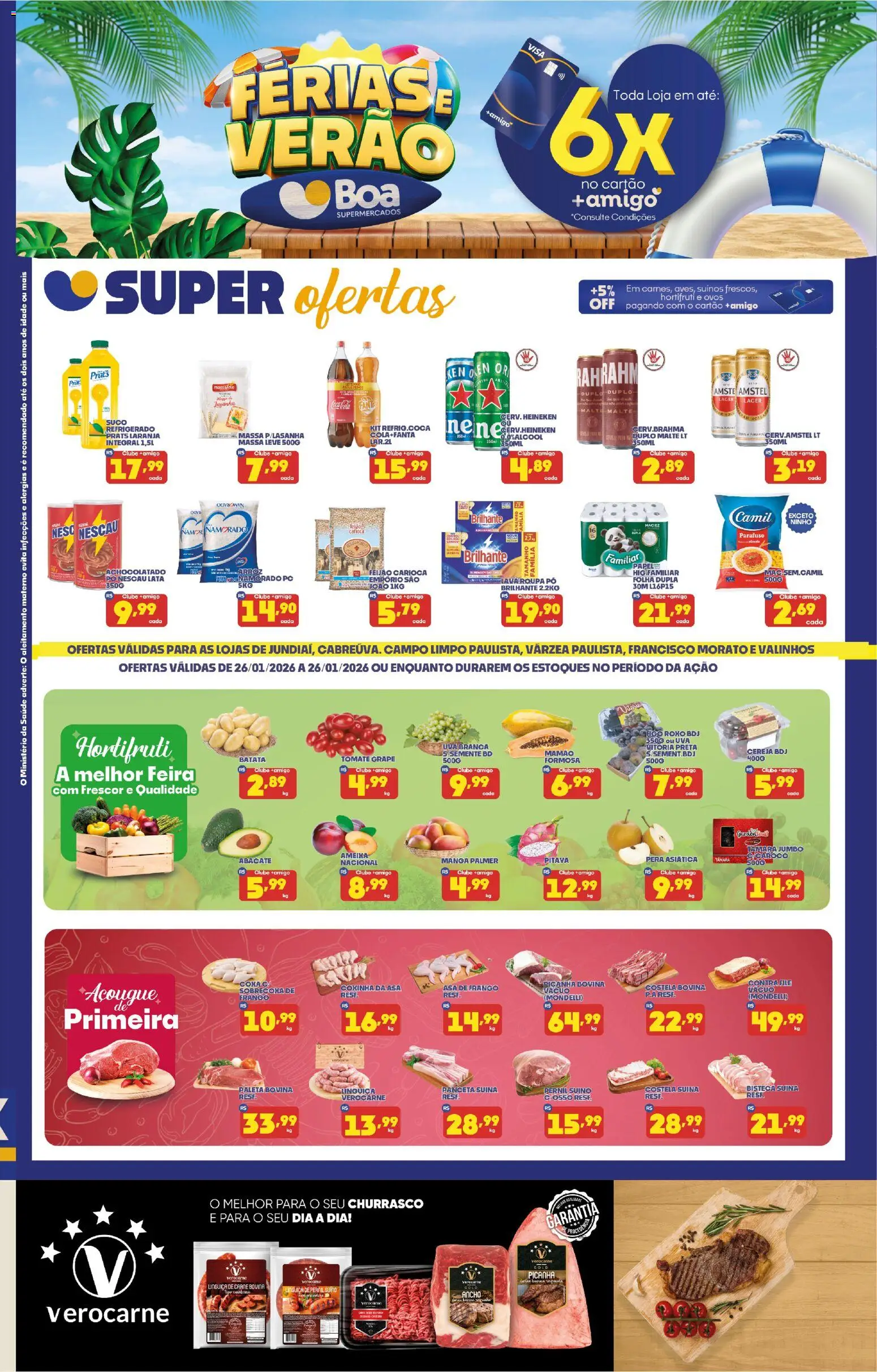 Boa Supermercados Folheto - válido de 23.01.2026 | Página: 1 | Produtos: Feijão, Linguiça, Suco, Mamão