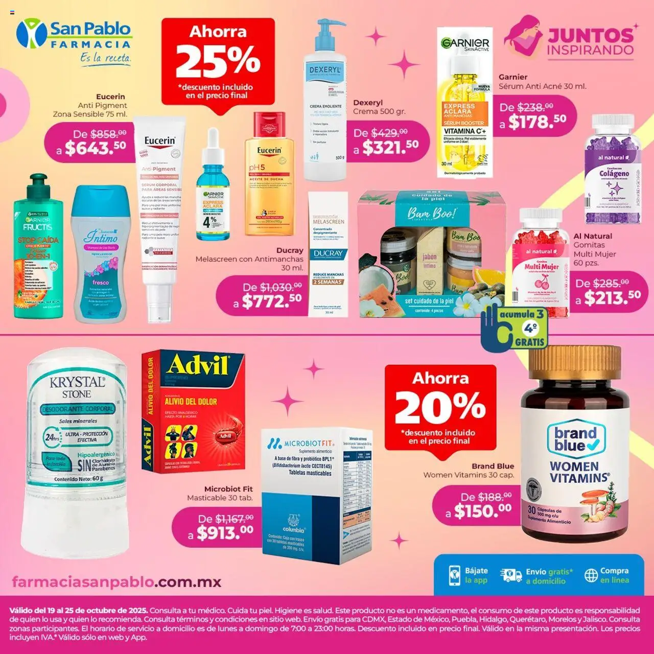 Nuevas ofertas de Farmacia San Pablo válidas en toda la República Mexicana desde el 19.10.2025. ¡Encuentra las mejores ofertas en Farmacia San Pablo catálogo Tenemos muchos descuentos! | Página: 1 | Productos: Serum, Aceite, Sales, Jabón