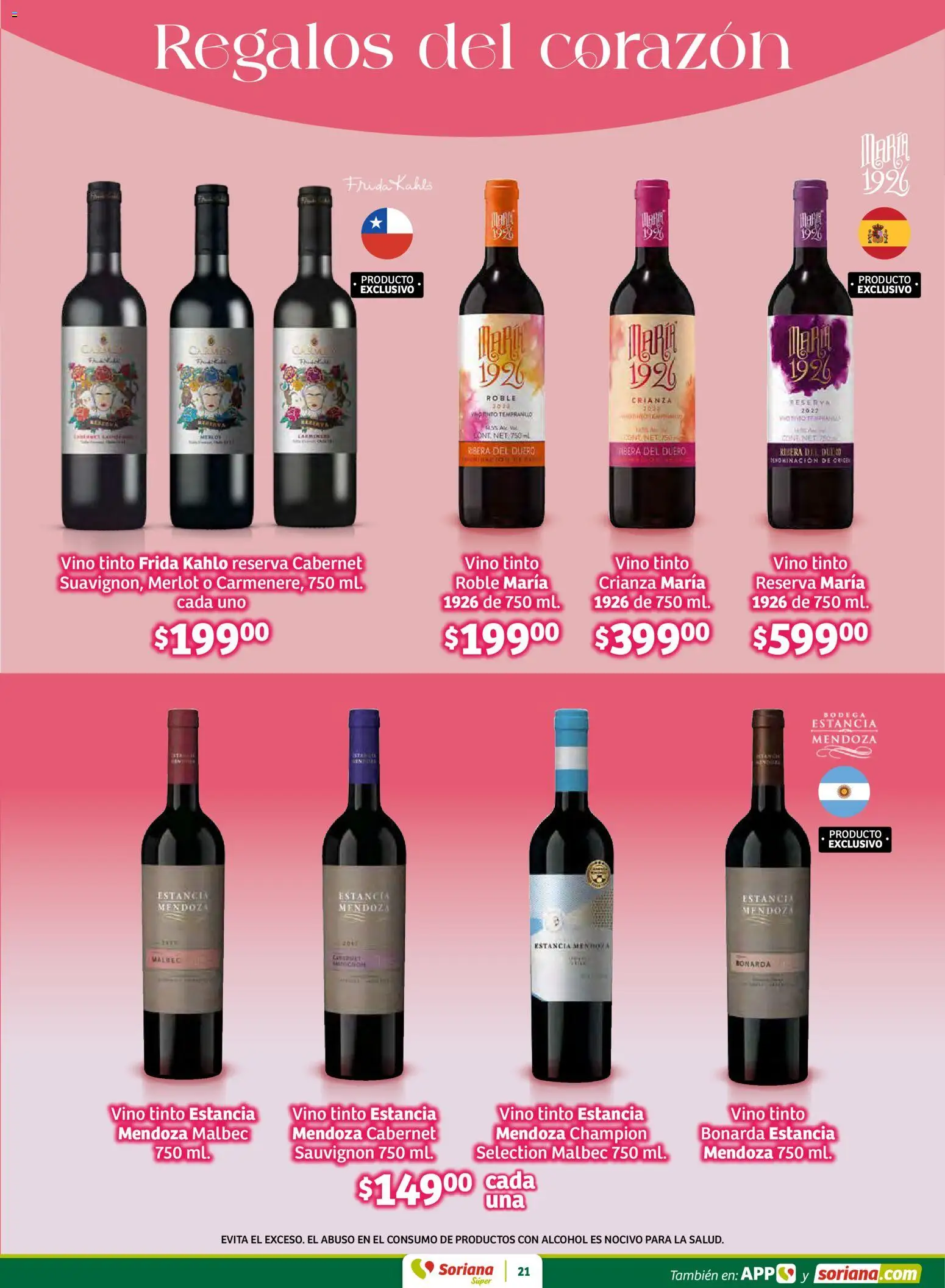Nuevas ofertas de Soriana válidas en toda la República Mexicana desde el 30.01.2026. ¡Encuentra las mejores ofertas en Soriana - Preciazazaso Súper: Frontera BCN, Son! | Página: 21 | Productos: Vino