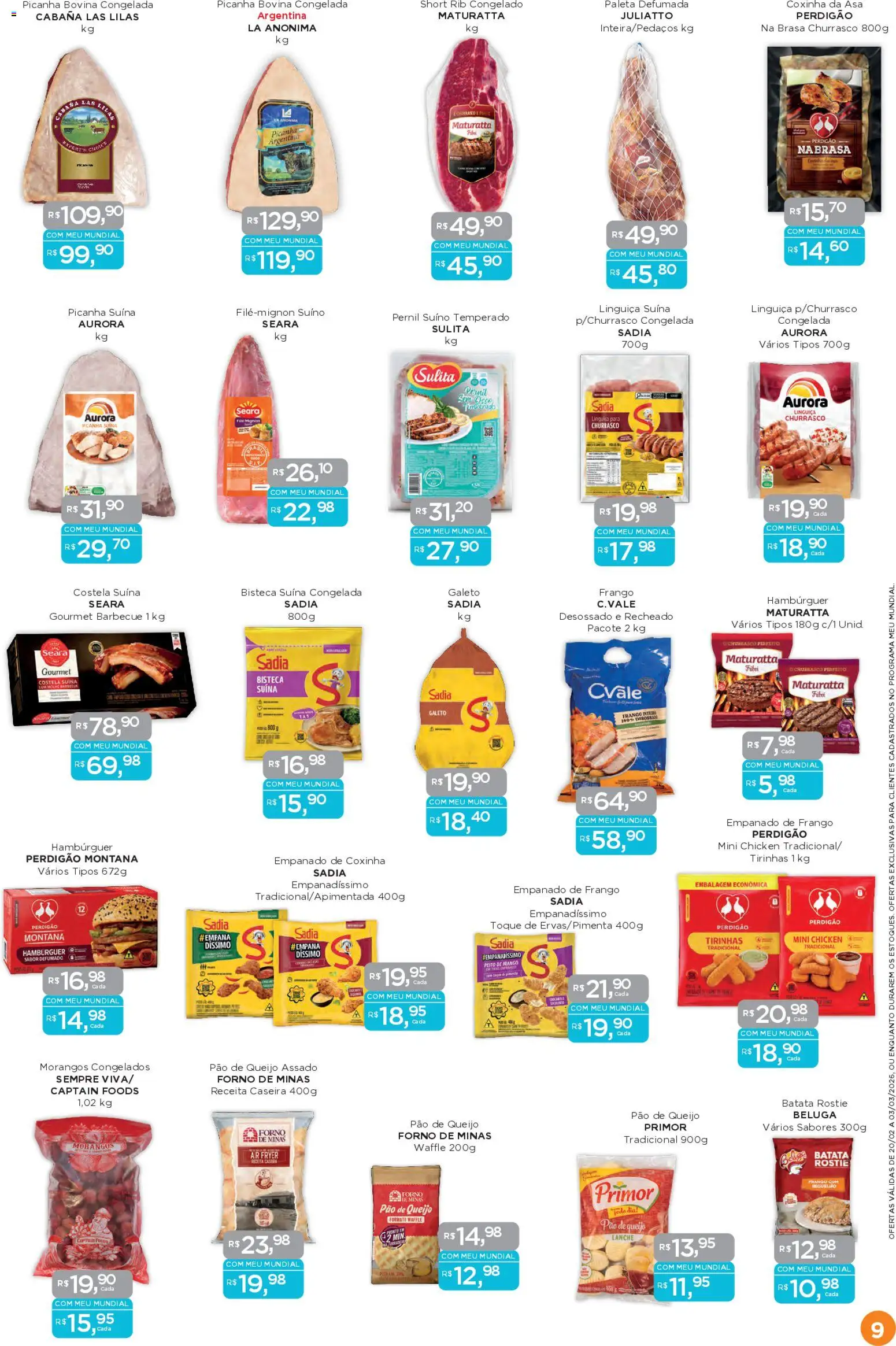 Mundial Folheto - válido de 20.02.2026 | Página: 9 | Produtos: Forno, Pernil, Requeijão, Pão de queijo