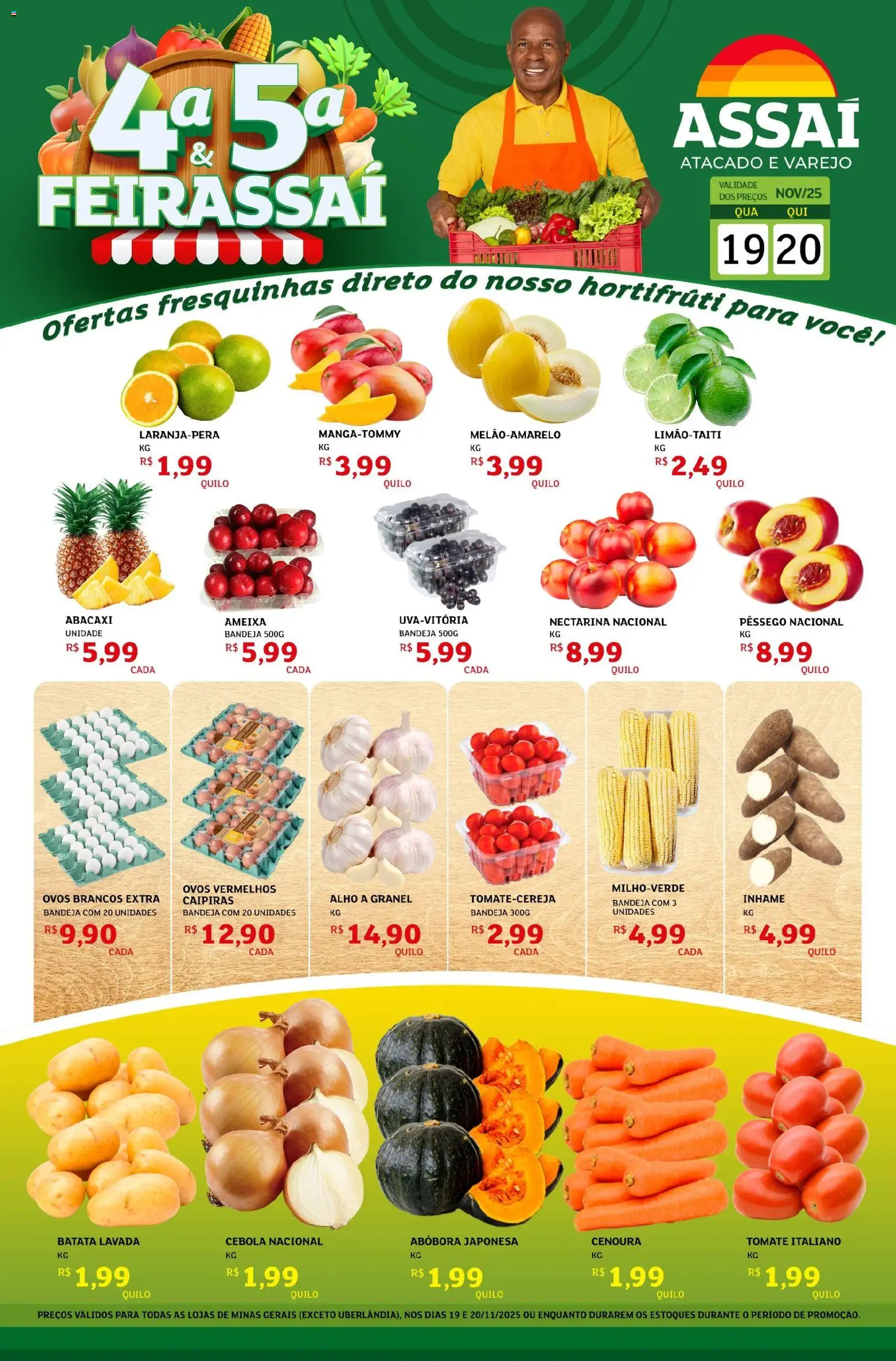 Assaí Atacadista Folheto - válido de 19.11.2025 | Página: 1 | Produtos: Abóbora, Alho, Inhame, Bandeja