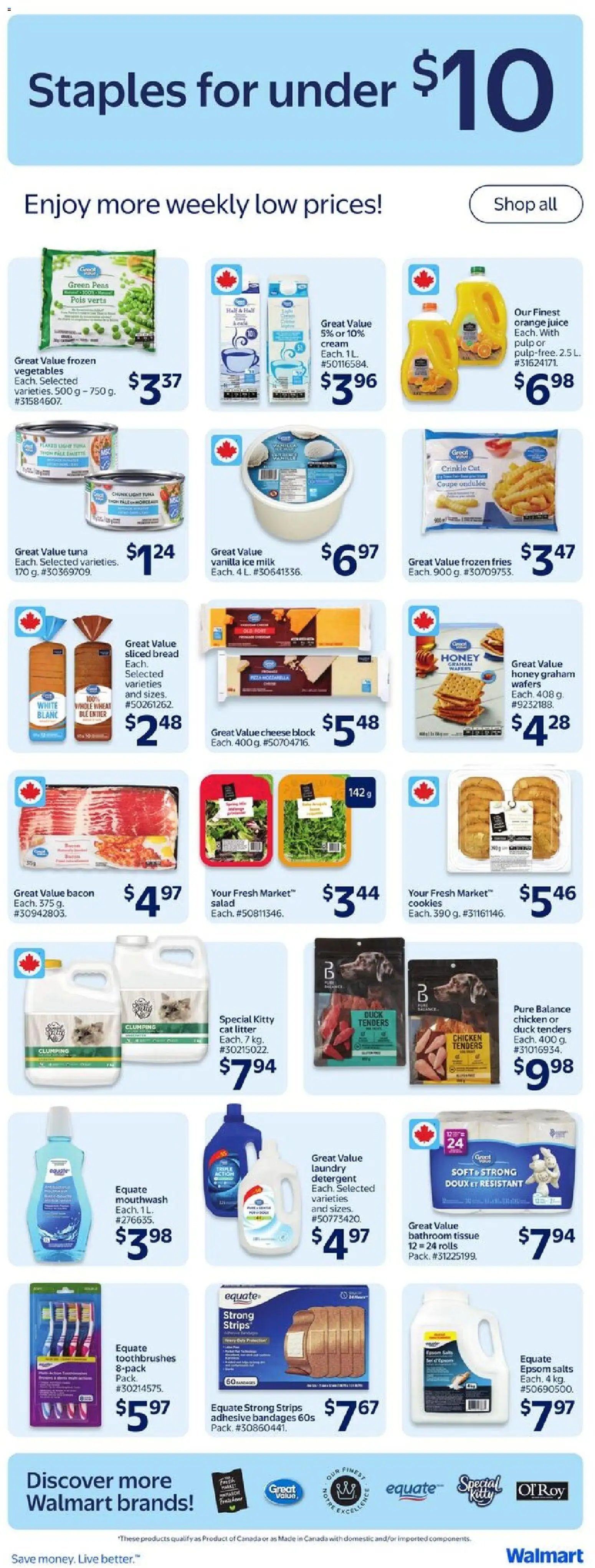 Walmart flyer valid from 12.03.2026 | Page: 19 | Products: Cheese, Bread, Juice, Chicken