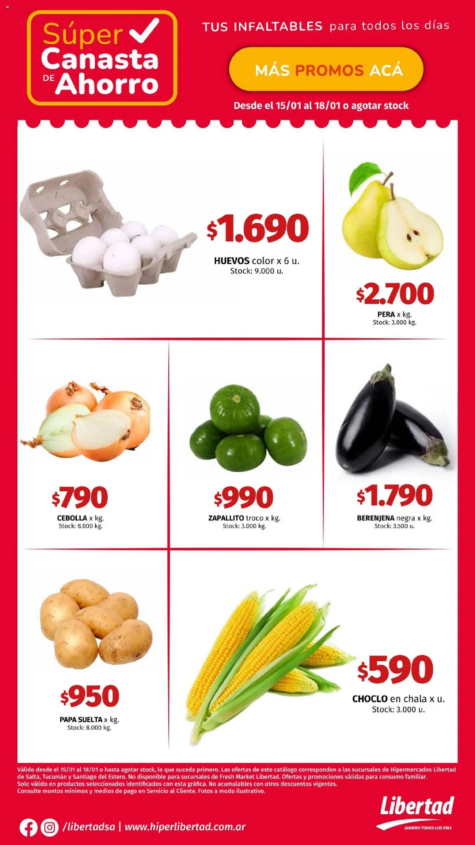 Hipermercado Libertad - Súper Canasta de Ahorro │ válido desde el 15.01.2026 | Página: 3 | Productos: Choclo, Berenjena, Huevos, Canasta