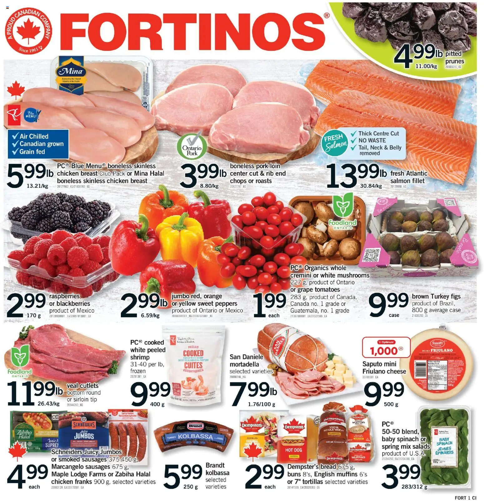 Fortinos flyer valid from 16.04.2026 | Page: 1 | Products: Case, Cheese, Chicken, Tomatoes