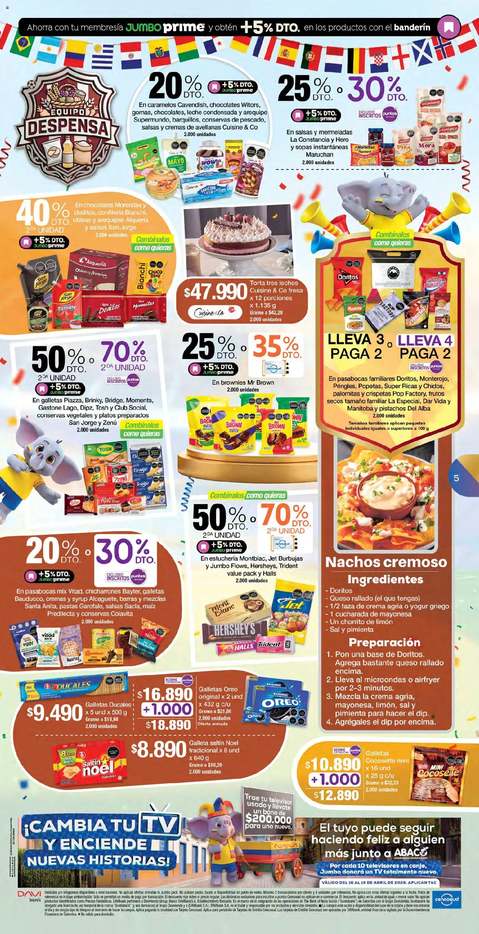Jumbo revista - valida desde el 17.04.2026 | Página: 5 | Productos: Arequipe, Mermelada, Tomate, Crema agria
