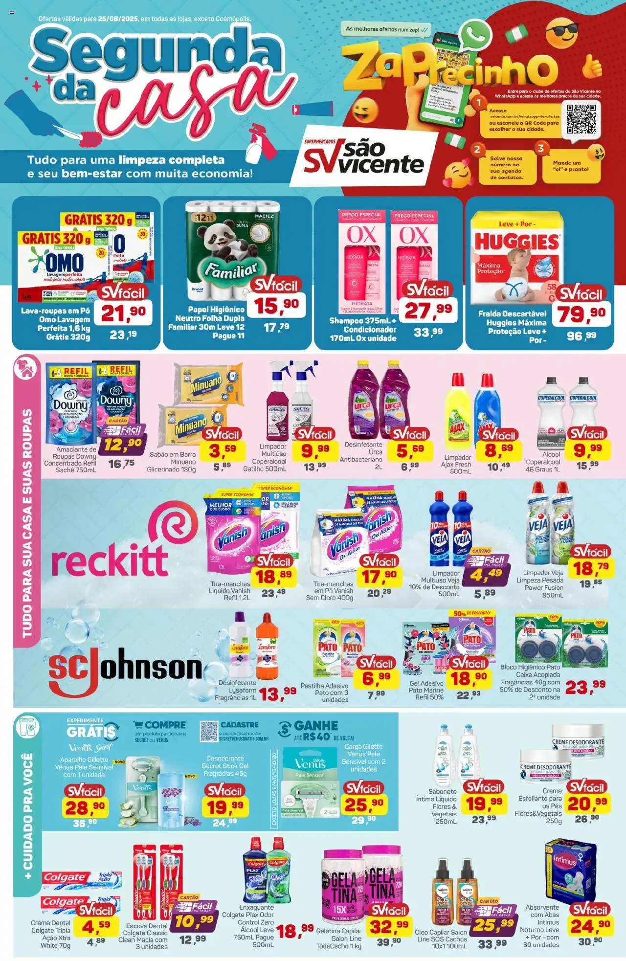 Supermercados São Vicente Folheto - válido de 25.08.2025 | Página: 1 | Produtos: Escova, Roupas, Creme, Gelatina