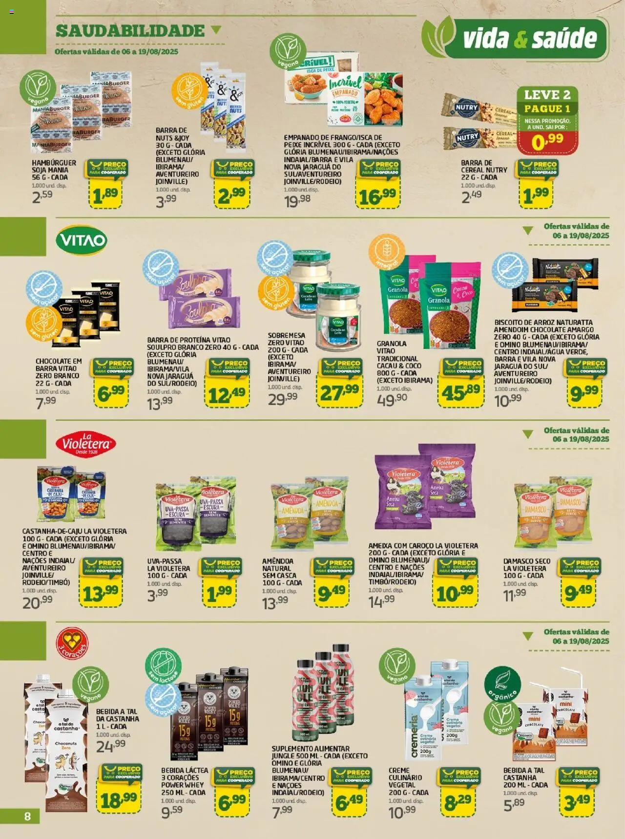 Cooper Folheto - válido de 06.08.2025 | Página: 8 | Produtos: Caju, Chocolate, Peixe, Creme
