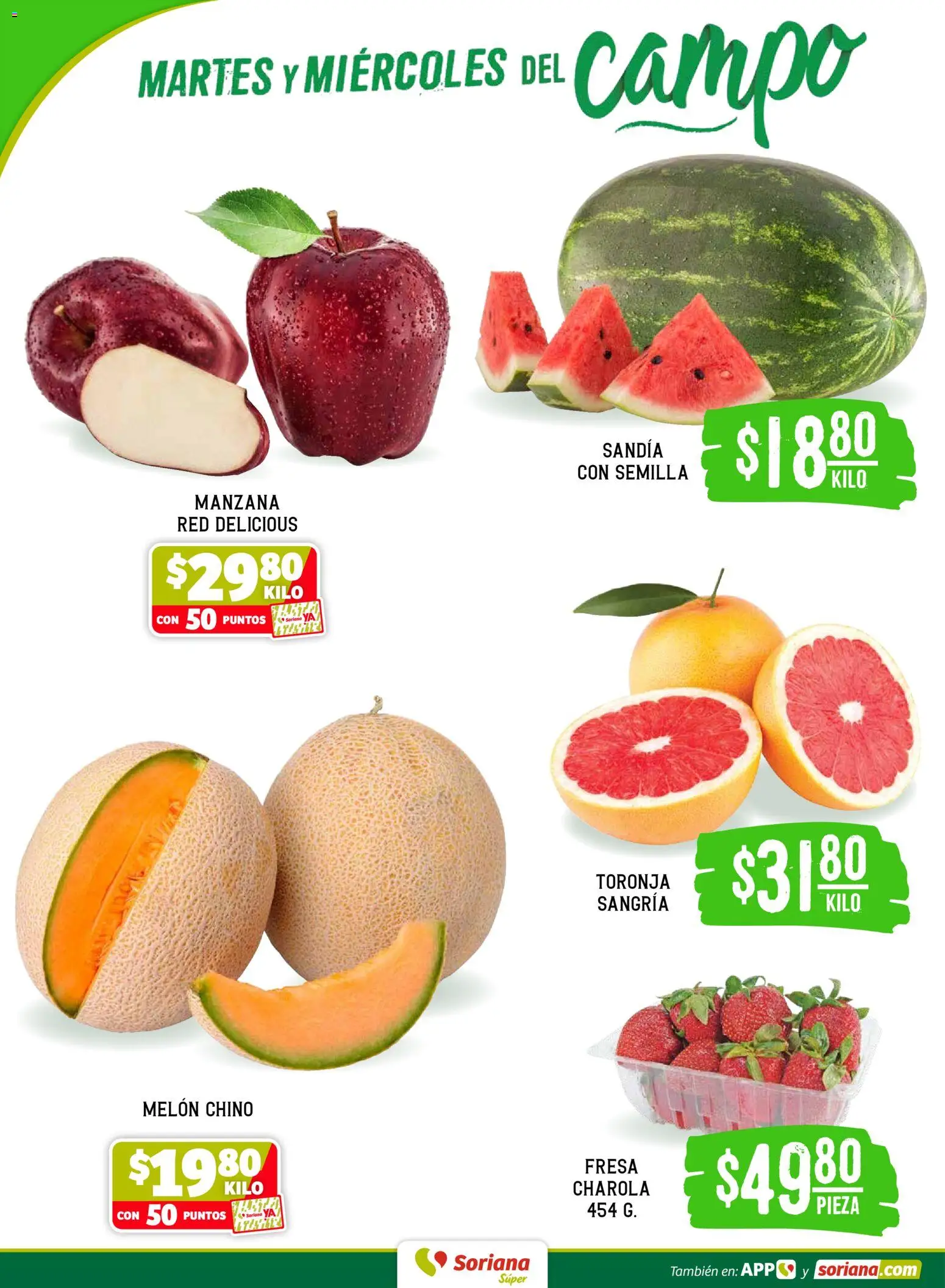 Nuevas ofertas de Soriana válidas en toda la República Mexicana desde el 14.04.2026. ¡Encuentra las mejores ofertas en Soriana Martes y Miércoles del Campo Súper: Nuevo León, Ciudad Victoria y Tampico! | Página: 2 | Productos: Fresa, Sandía, Melón, Toronja